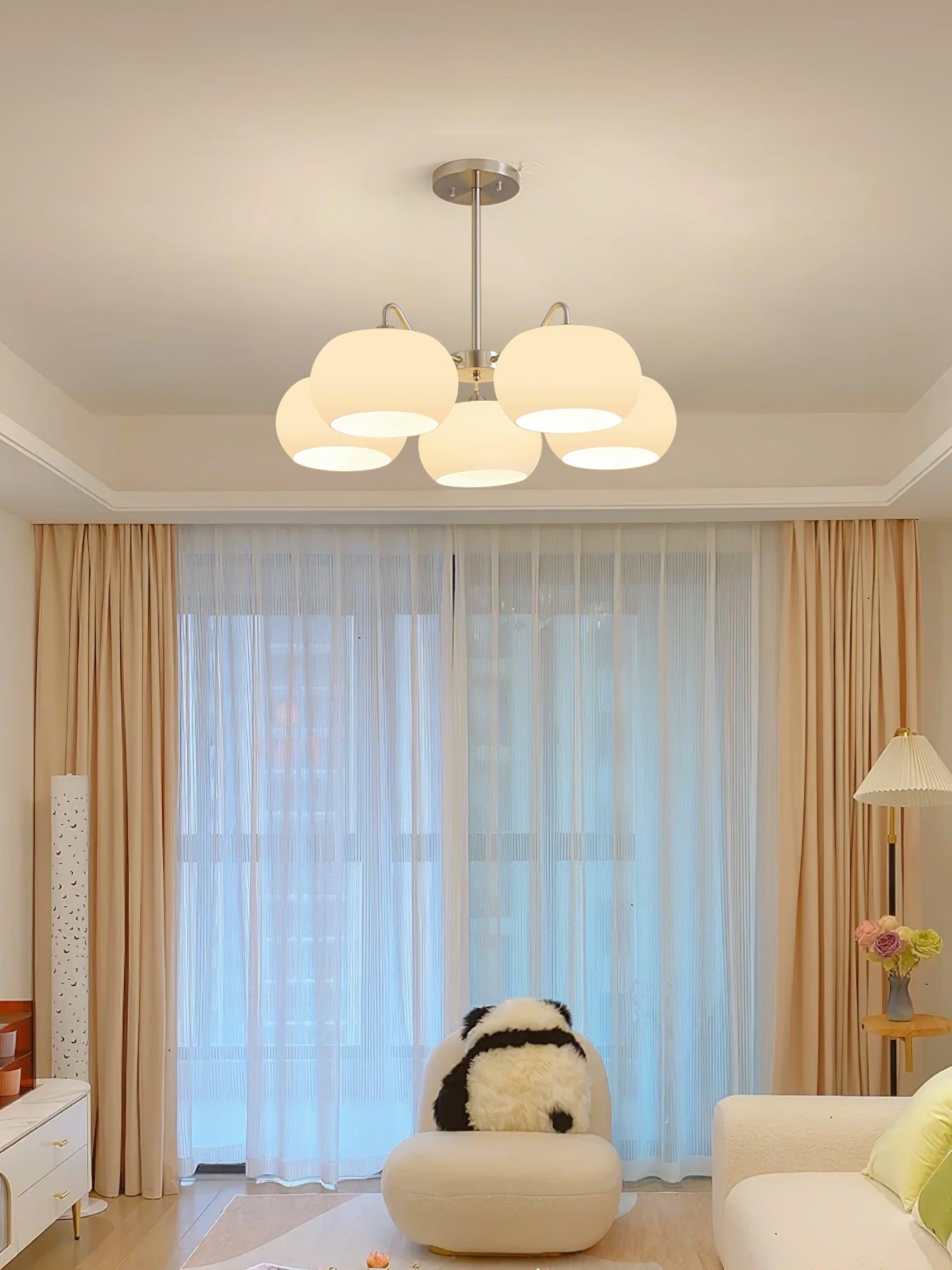 Aurora Chandelier White Glass Persimmon Shape - Lamp Outdoor
