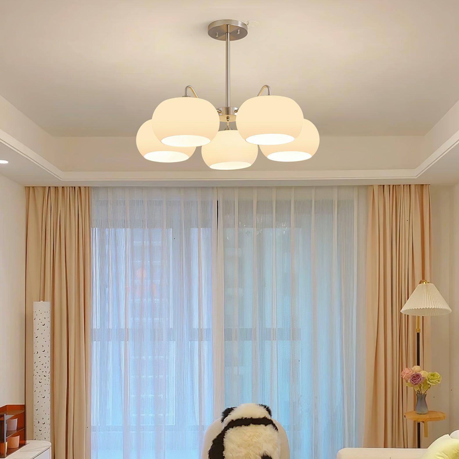 Aurora Chandelier White Glass Persimmon Shape - Lamp Outdoor