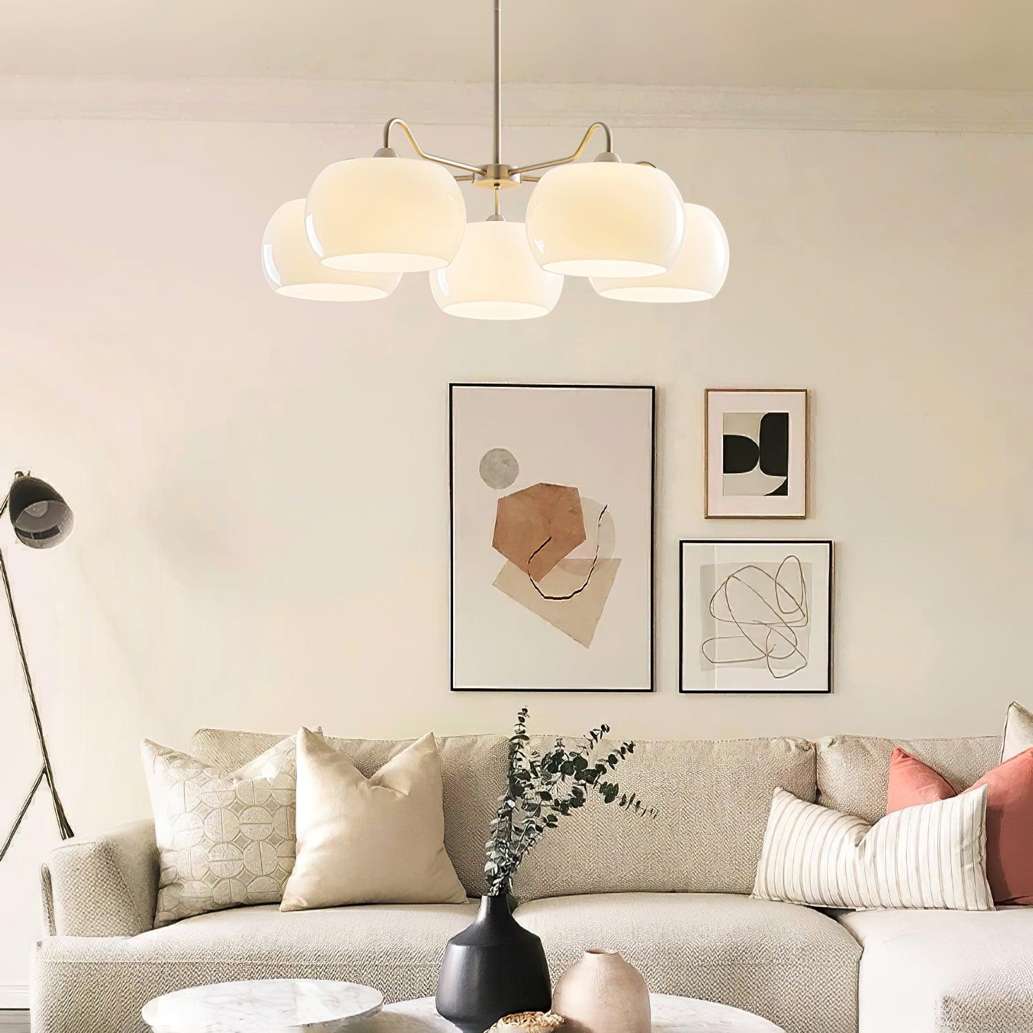 Aurora Chandelier White Glass Persimmon Shape - Lamp Outdoor