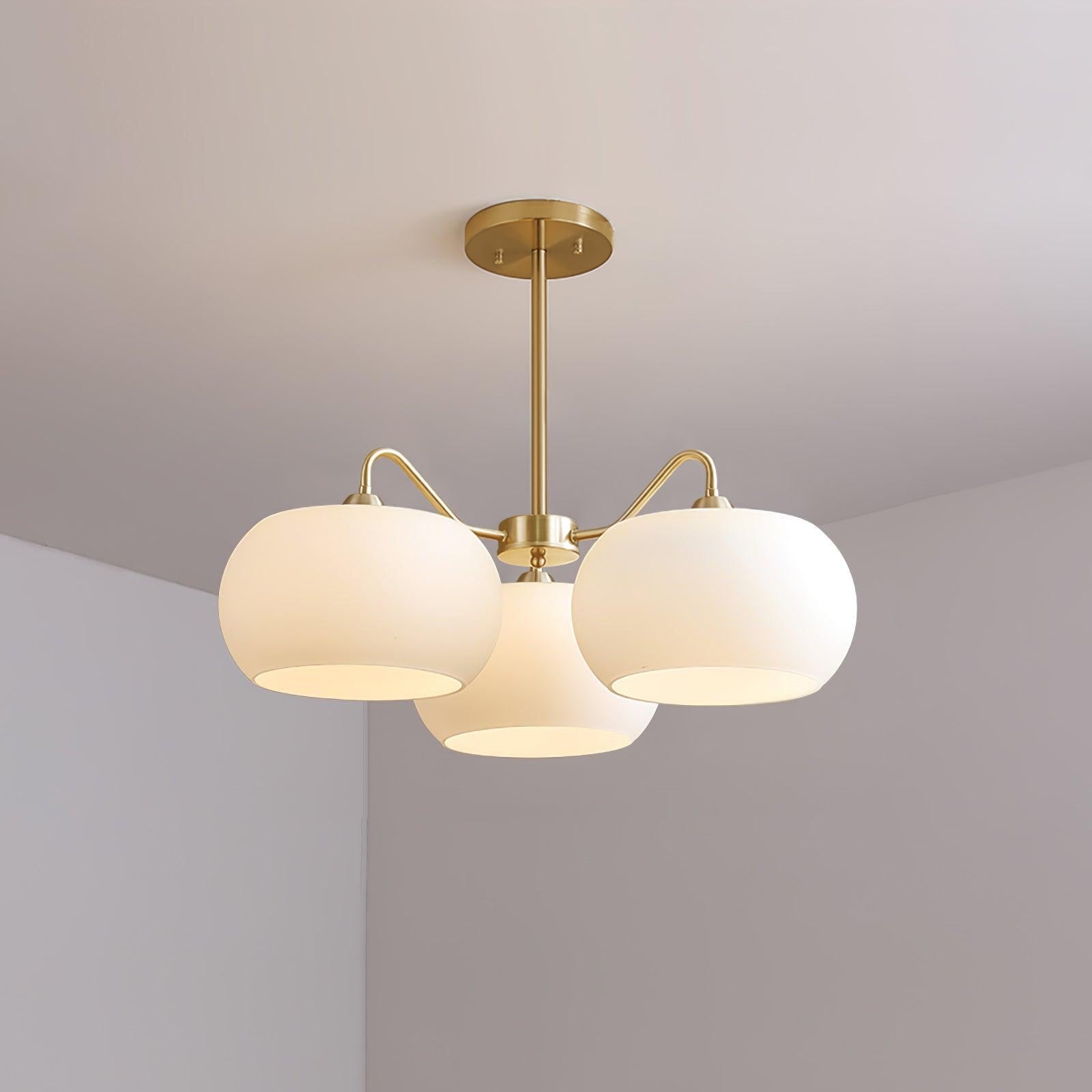 Aurora Chandelier White Glass Persimmon Shape - Lamp Outdoor