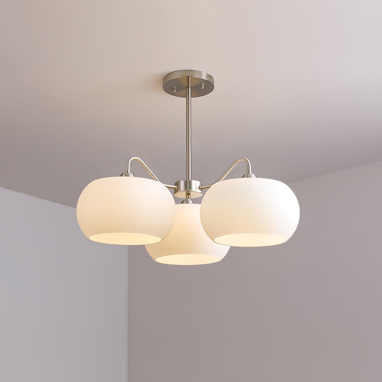 Aurora Chandelier White Glass Persimmon Shape - Lamp Outdoor
