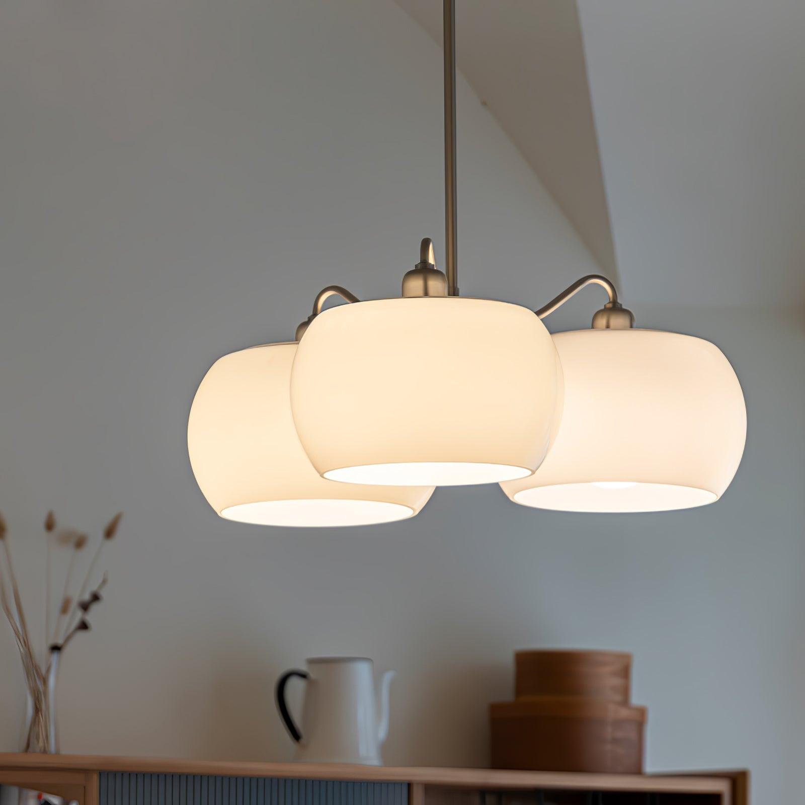 Aurora Chandelier White Glass Persimmon Shape - Lamp Outdoor
