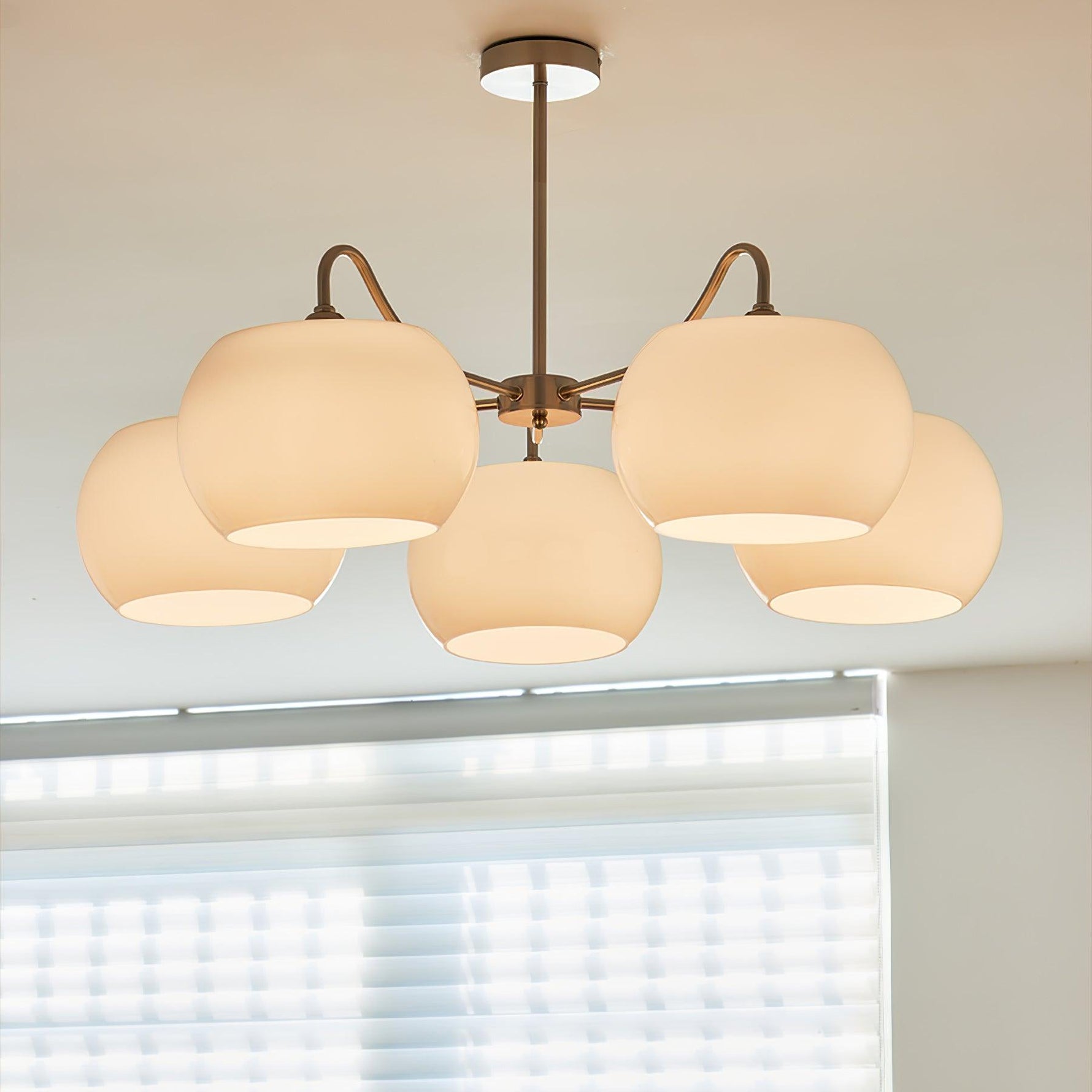 Aurora Chandelier White Glass Persimmon Shape - Lamp Outdoor