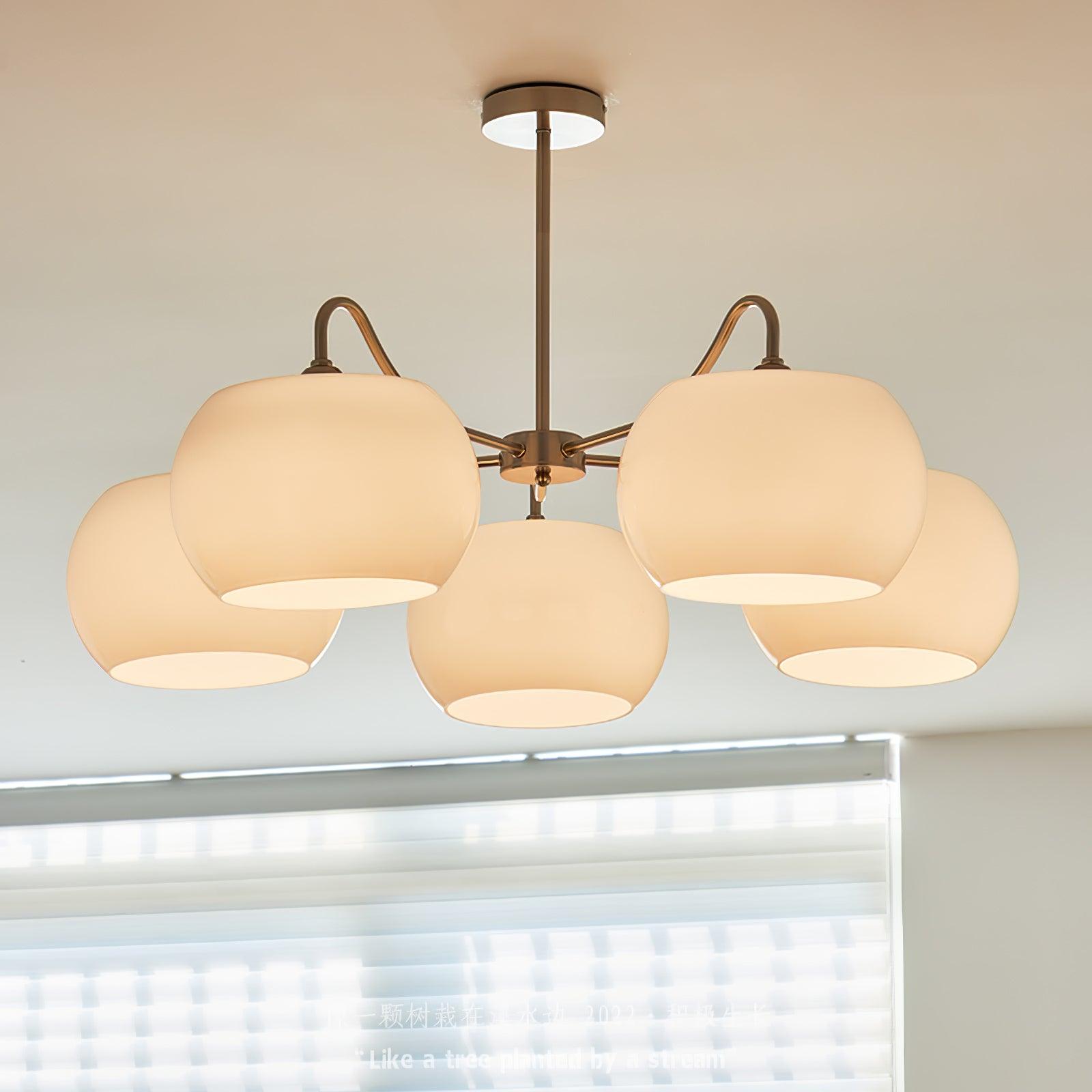Aurora Chandelier White Glass Persimmon Shape - Lamp Outdoor