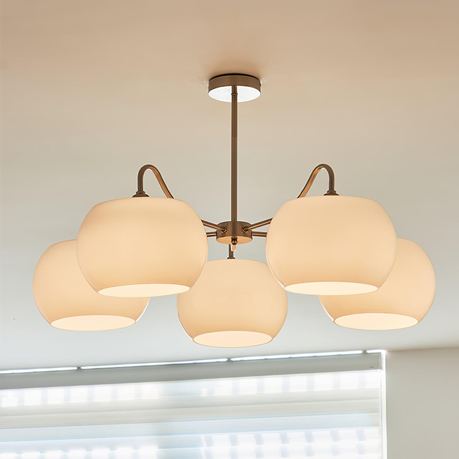 Aurora Chandelier White Glass Persimmon Shape - Lamp Outdoor