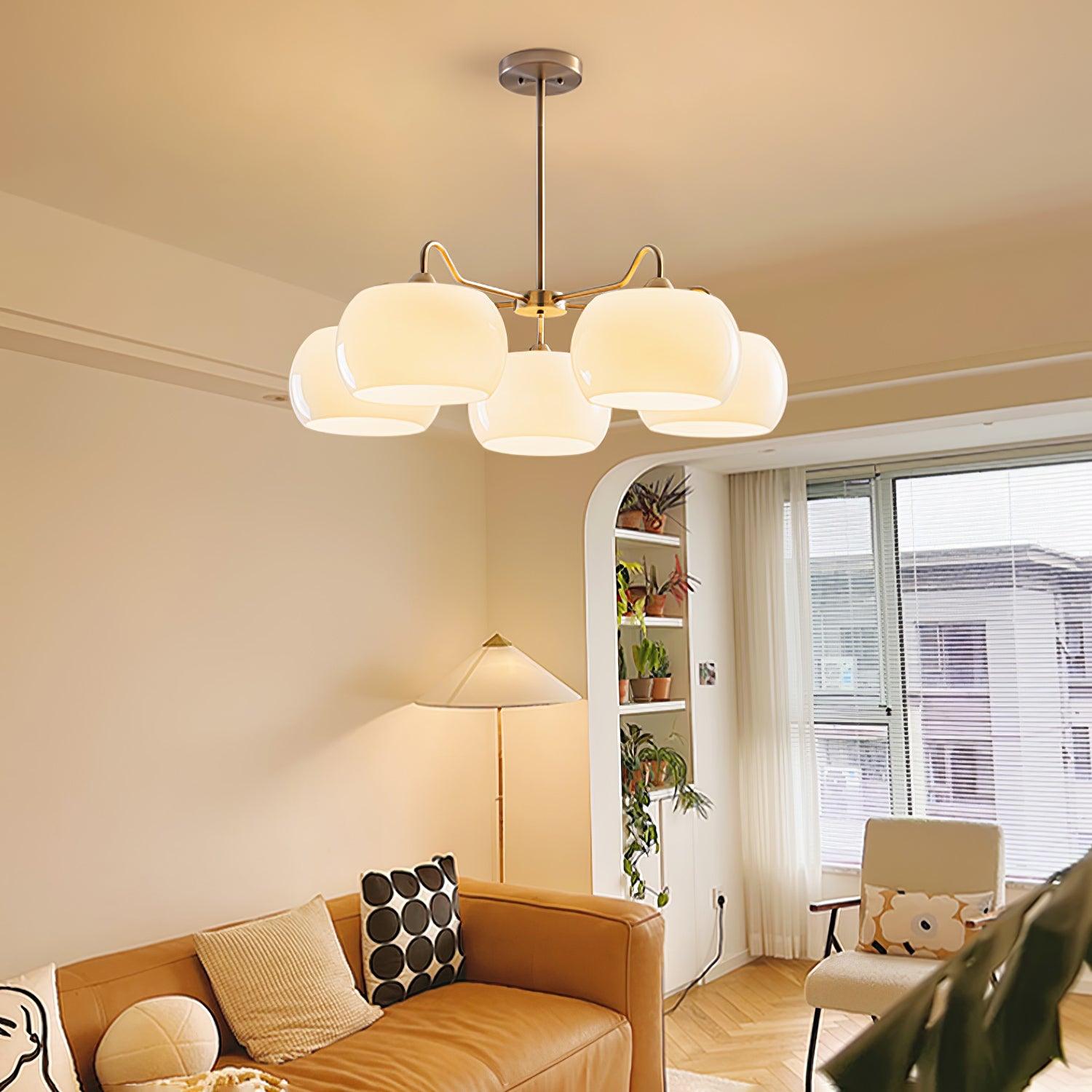 Aurora Chandelier White Glass Persimmon Shape - Lamp Outdoor