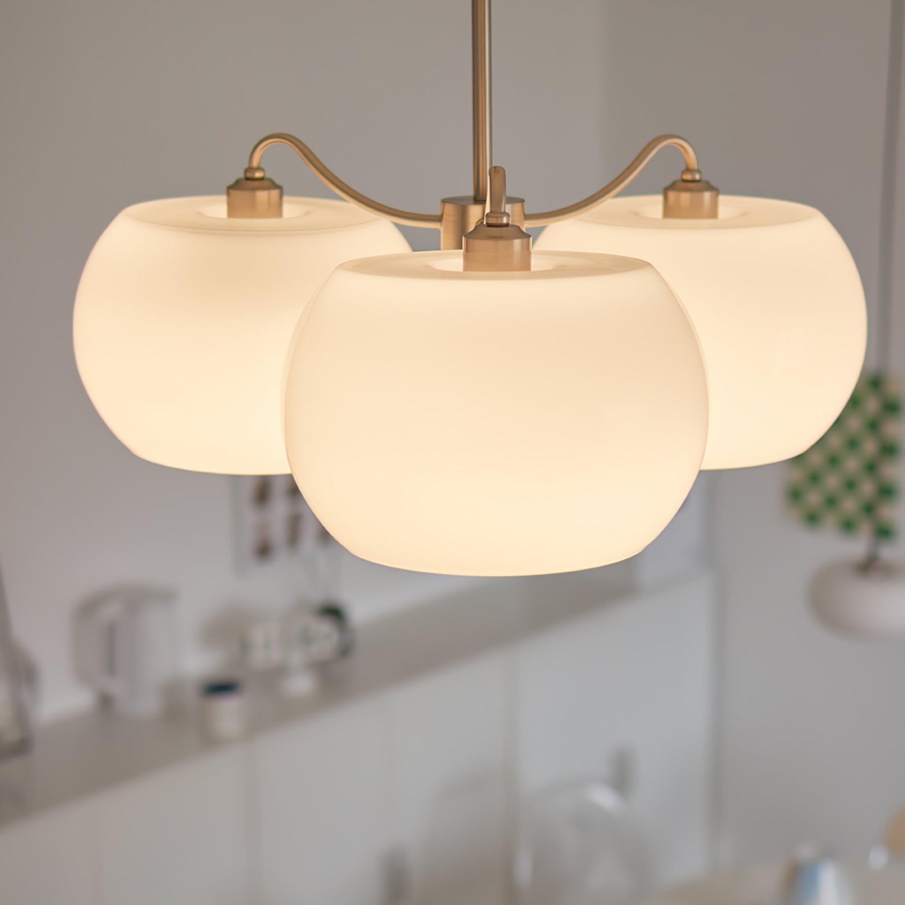 Aurora Chandelier White Glass Persimmon Shape - Lamp Outdoor