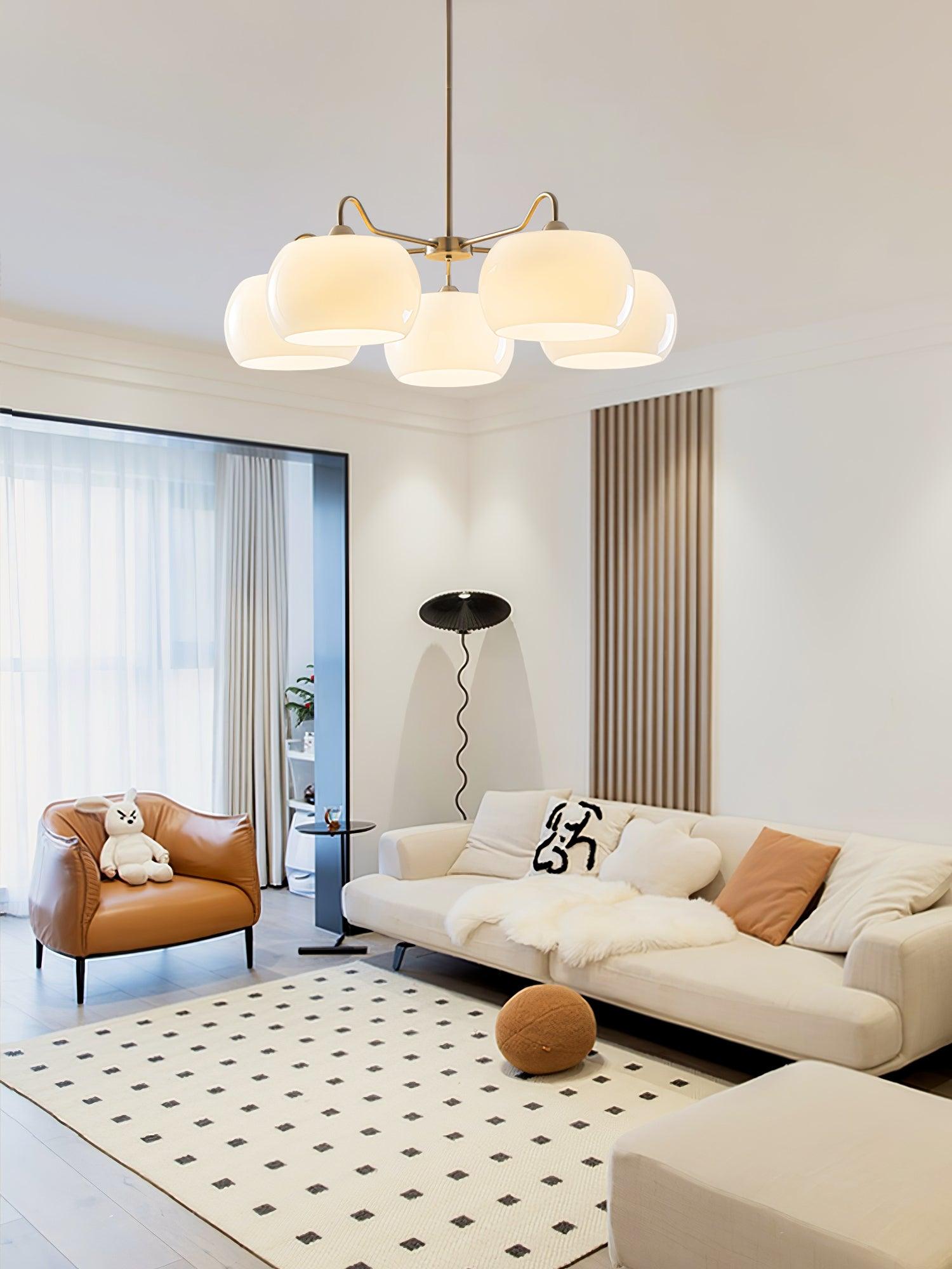 Aurora Chandelier White Glass Persimmon Shape - Lamp Outdoor