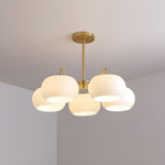 Aurora Chandelier White Glass Persimmon Shape - Lamp Outdoor