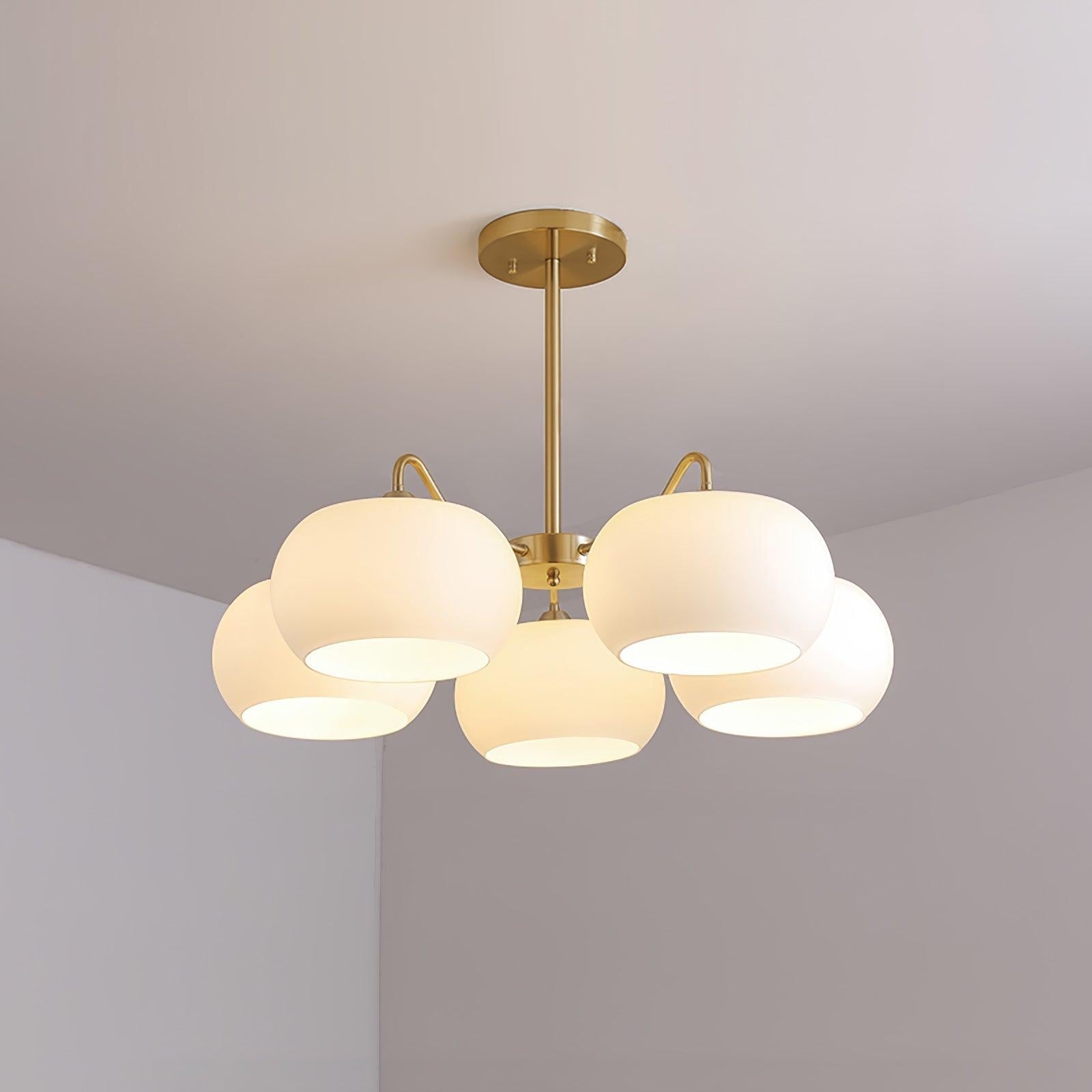 Aurora Chandelier White Glass Persimmon Shape - Lamp Outdoor