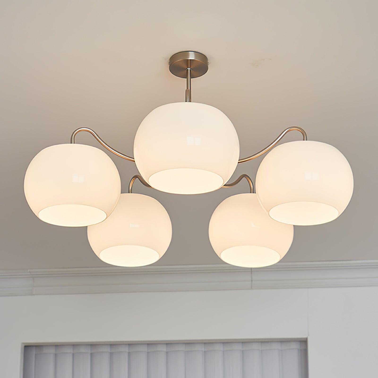 Aurora Chandelier White Glass Persimmon Shape - Lamp Outdoor