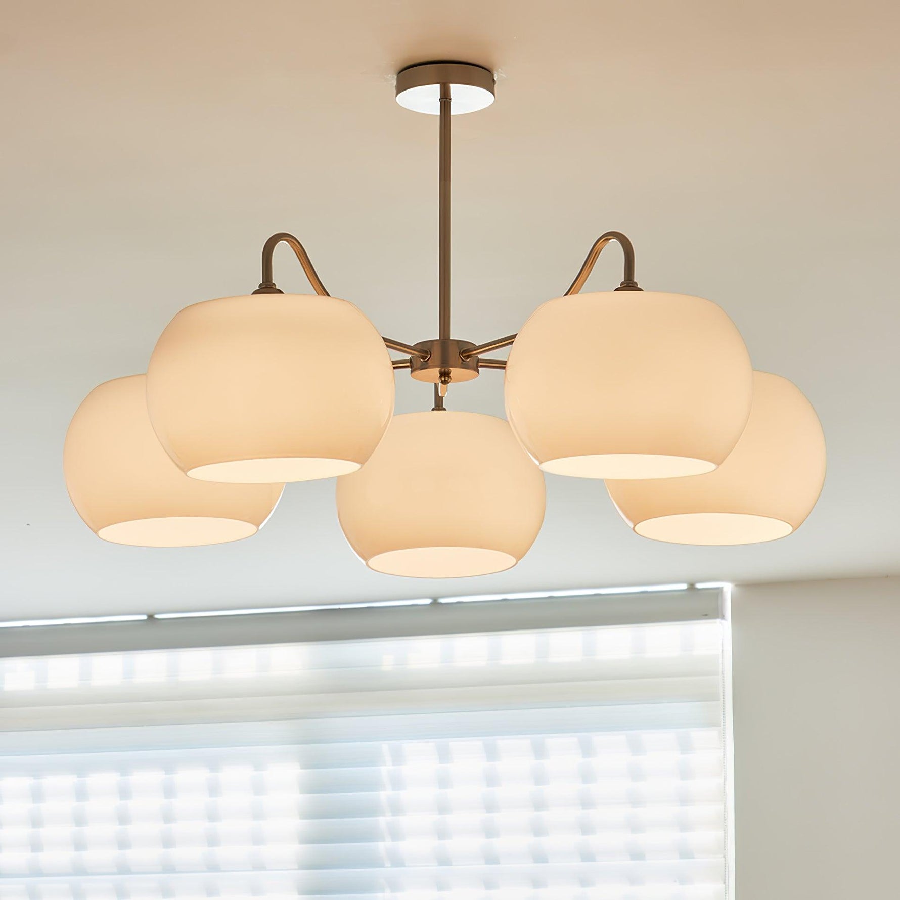 Aurora Chandelier White Glass Persimmon Shape - Lamp Outdoor