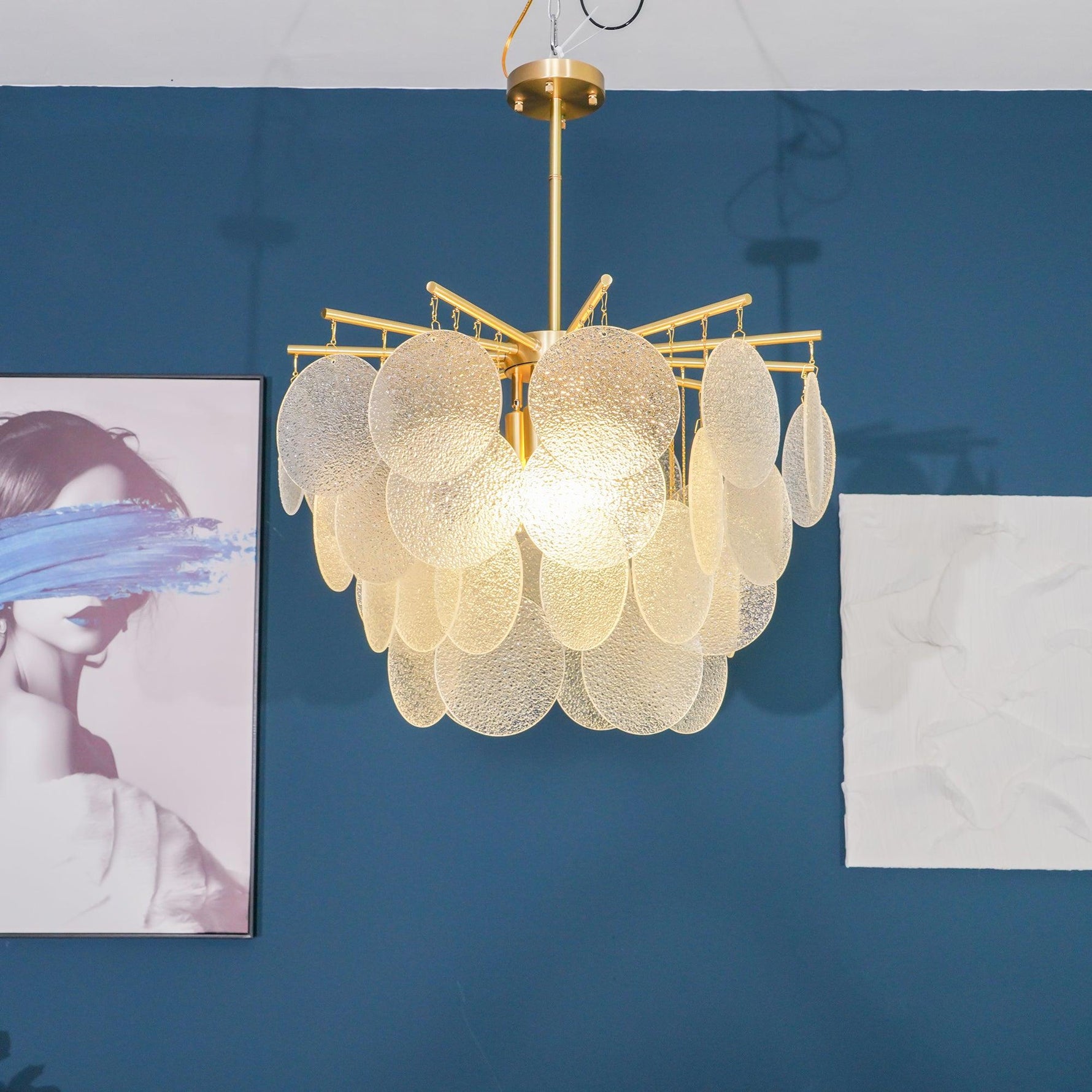 Solara Chandelier Nimbus Glass Droplets - Letslighting