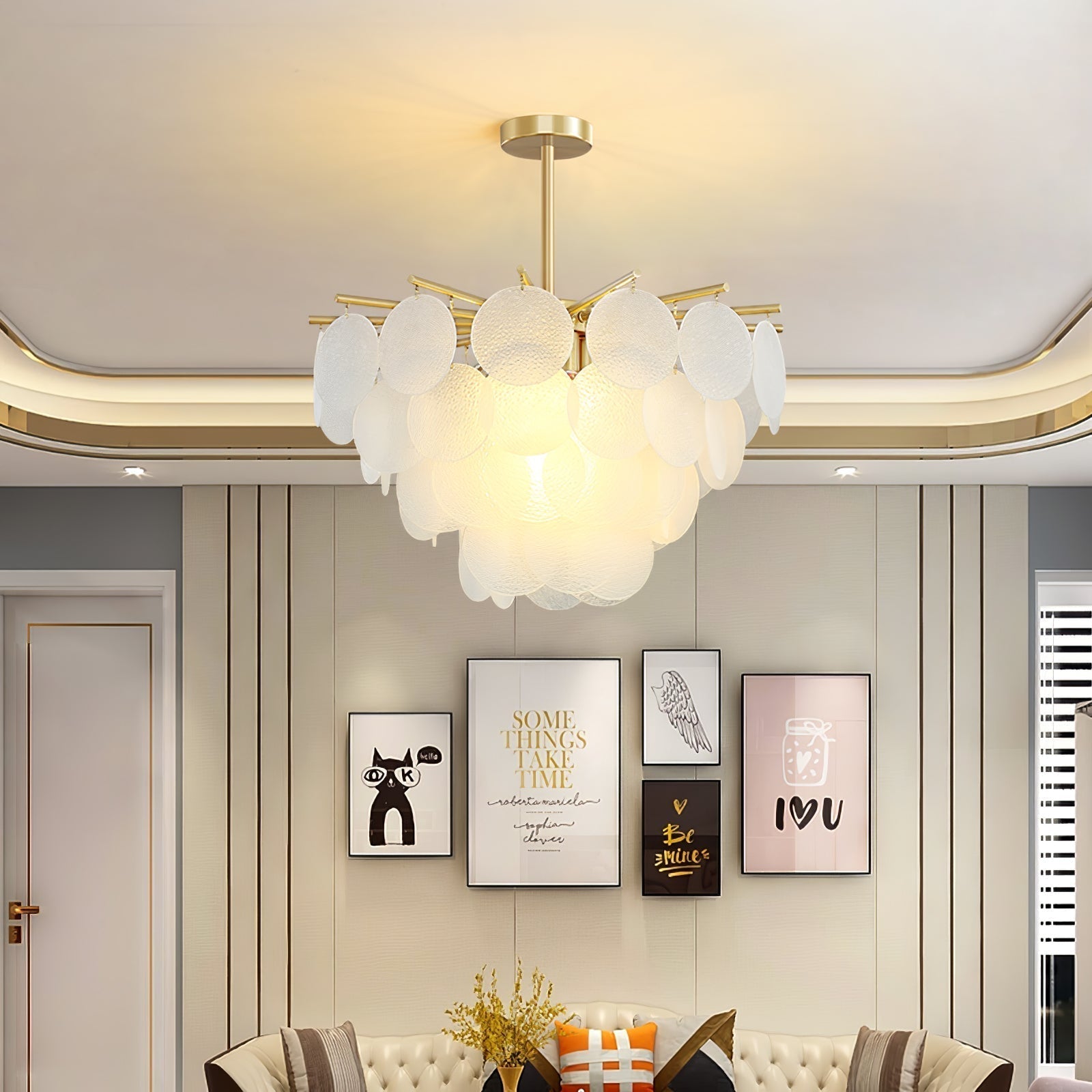 Solara Chandelier Nimbus Glass Droplets - Letslighting