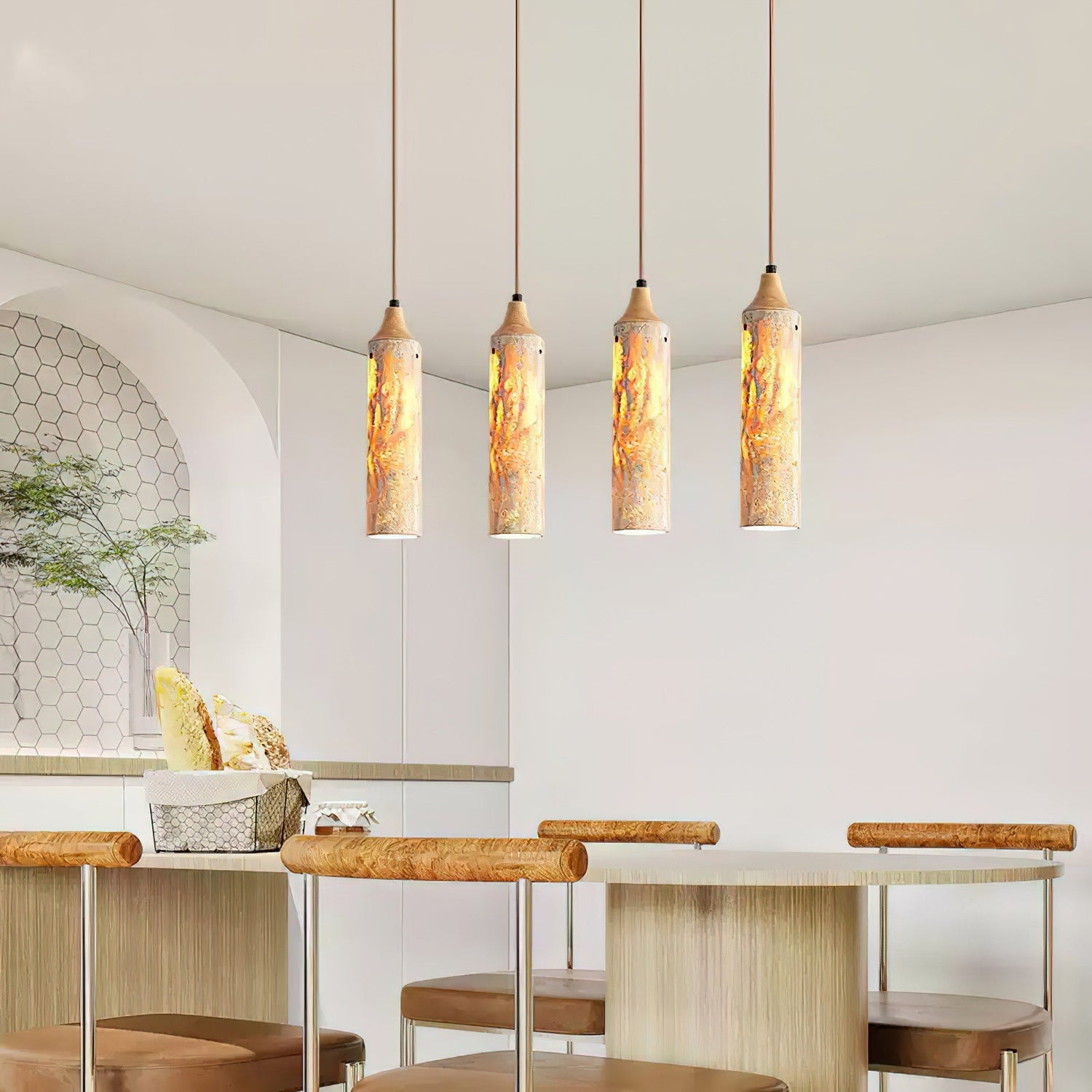 Nocni Wabi-Sabi Travertine Pendant Light