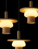 Zephaan Traditional Art Classic Glass Wood Pendant Light - Lamp Outdoor
