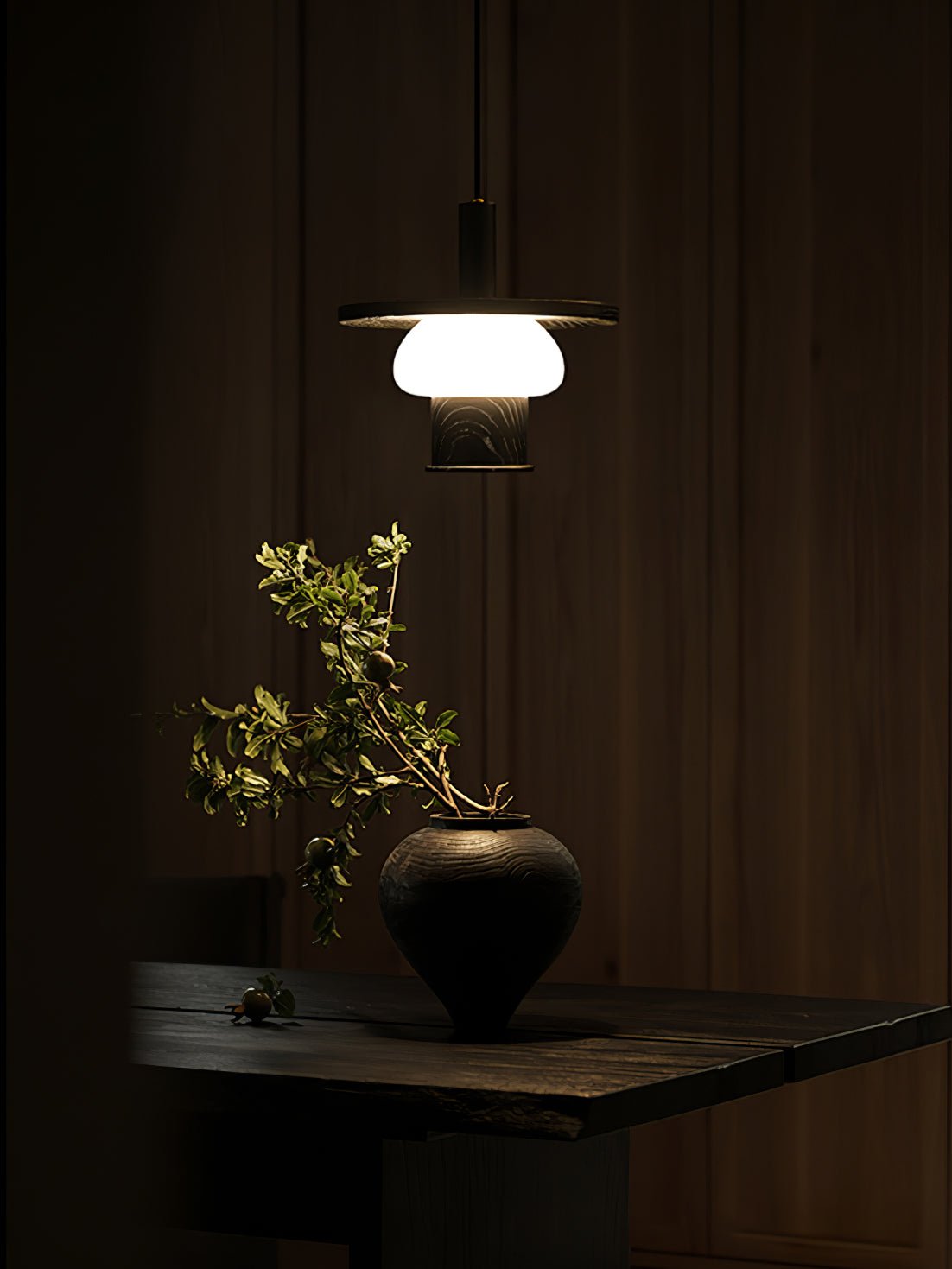 Zephaan Traditional Art Classic Glass Wood Pendant Light - Lamp Outdoor