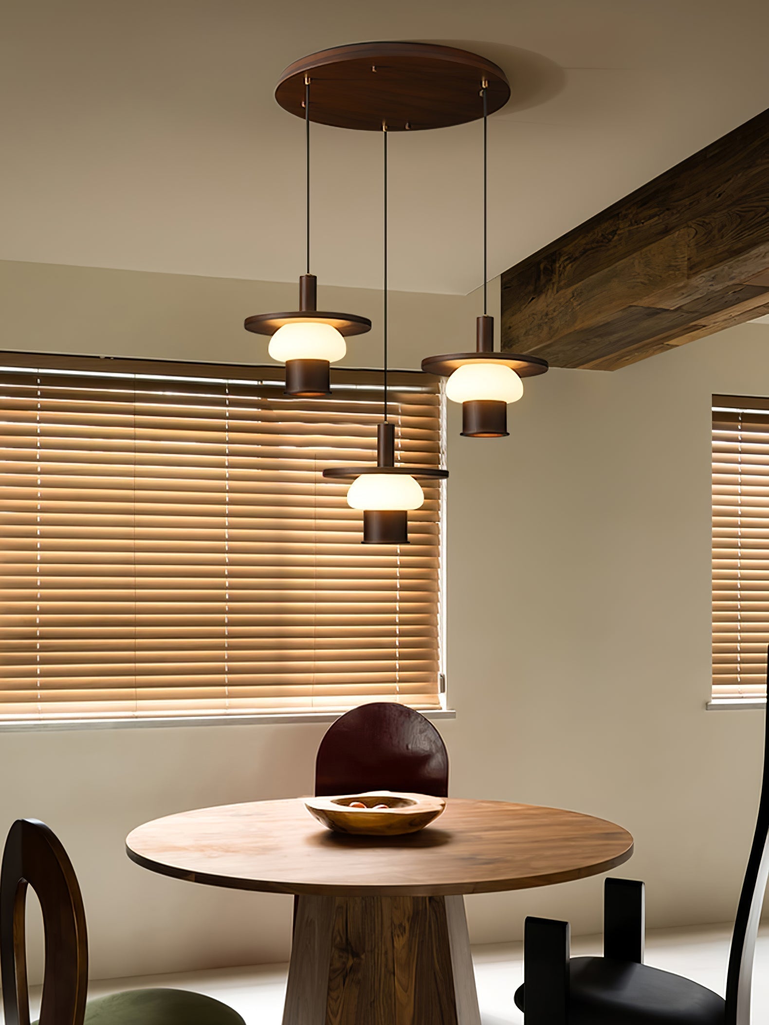 Zephaan Traditional Art Classic Glass Wood Pendant Light - Lamp Outdoor