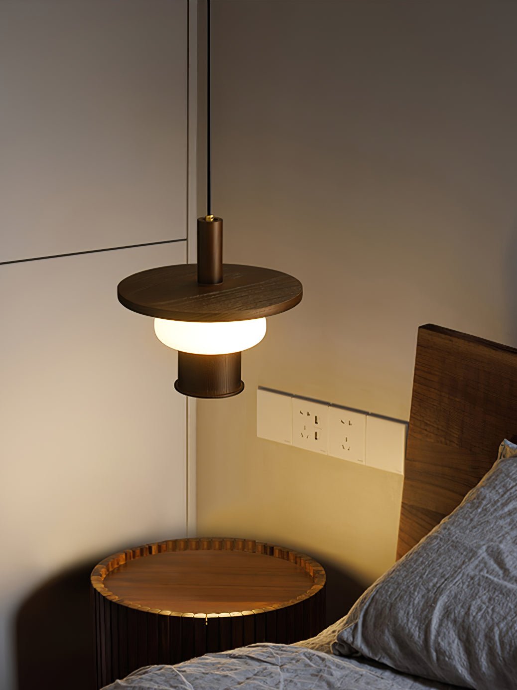 Zephaan Traditional Art Classic Glass Wood Pendant Light - Lamp Outdoor