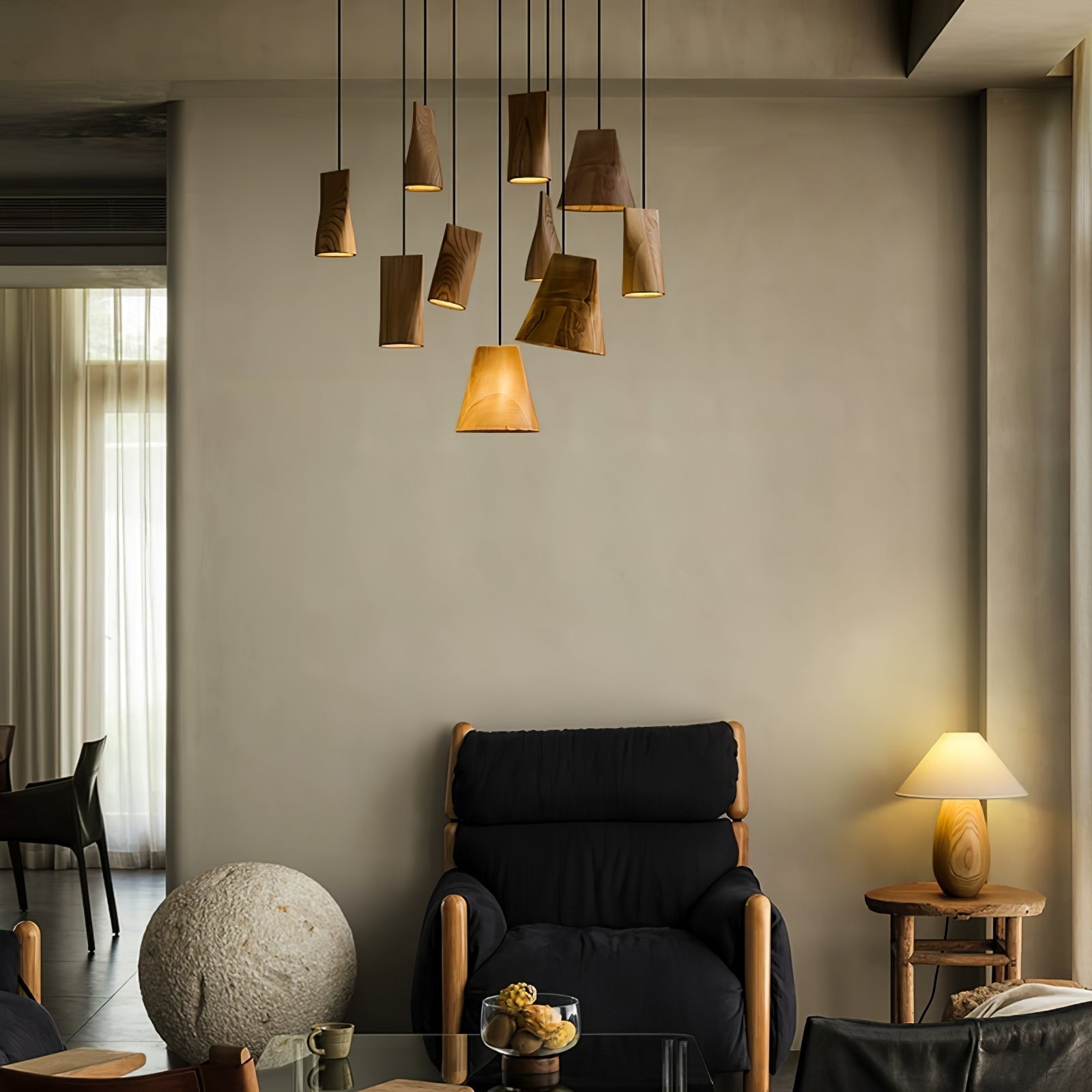 Vetra Rustic Wood Pendant Light - Lamp Outdoor
