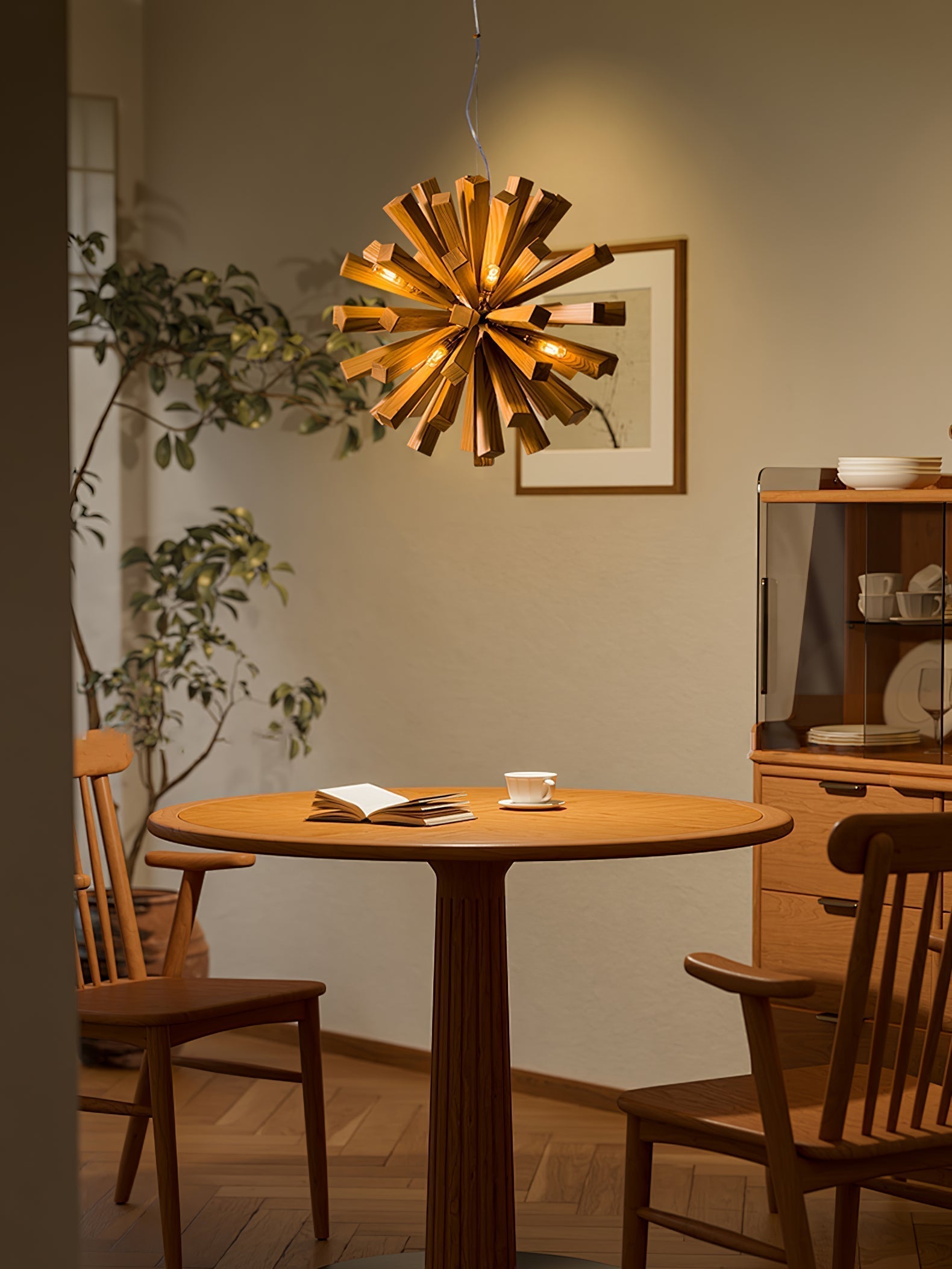 Nova Premium Nordic Art Burst Wood Metal Chandelier - Lamp Outdoor