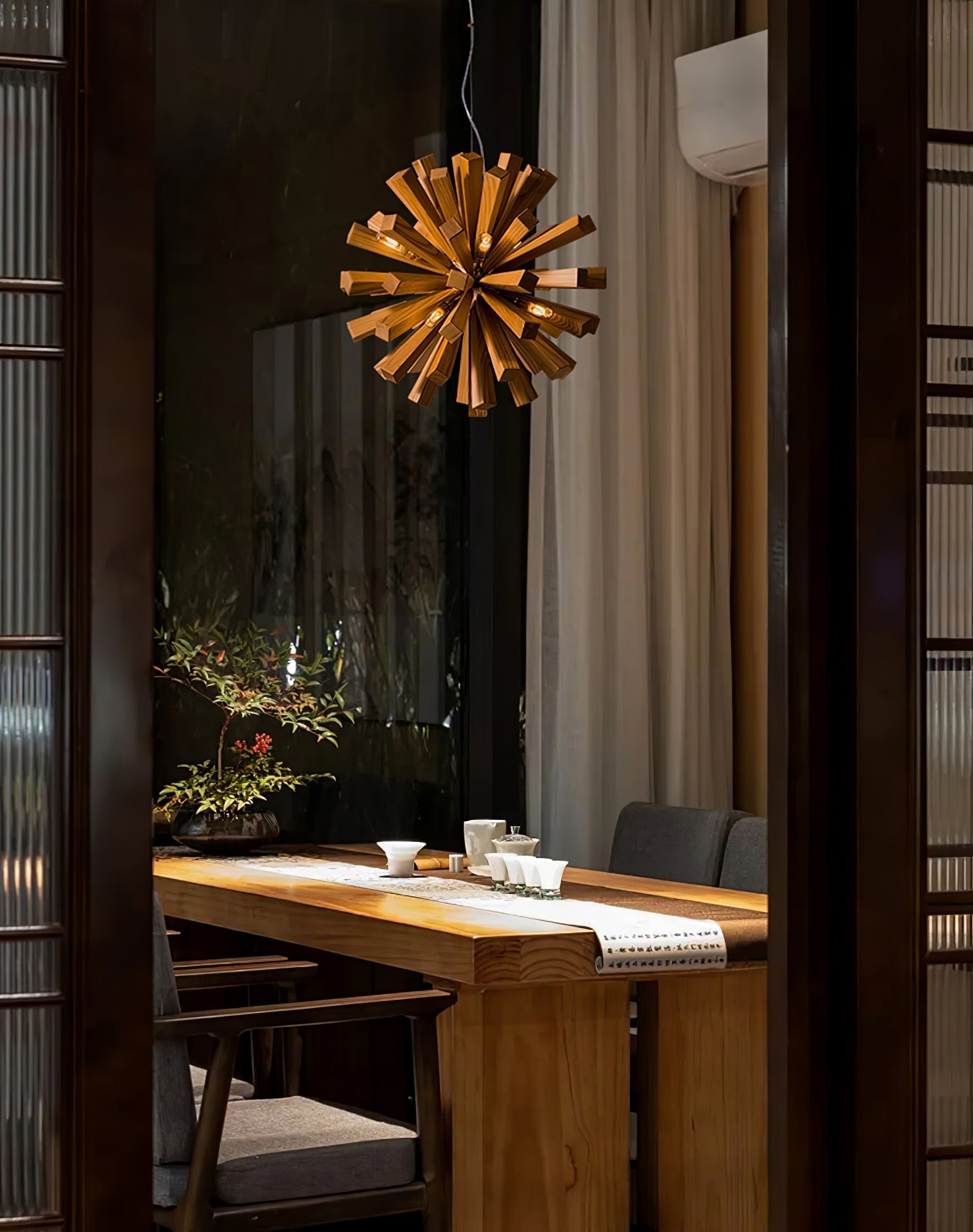 Nova Premium Nordic Art Burst Wood Metal Chandelier - Lamp Outdoor