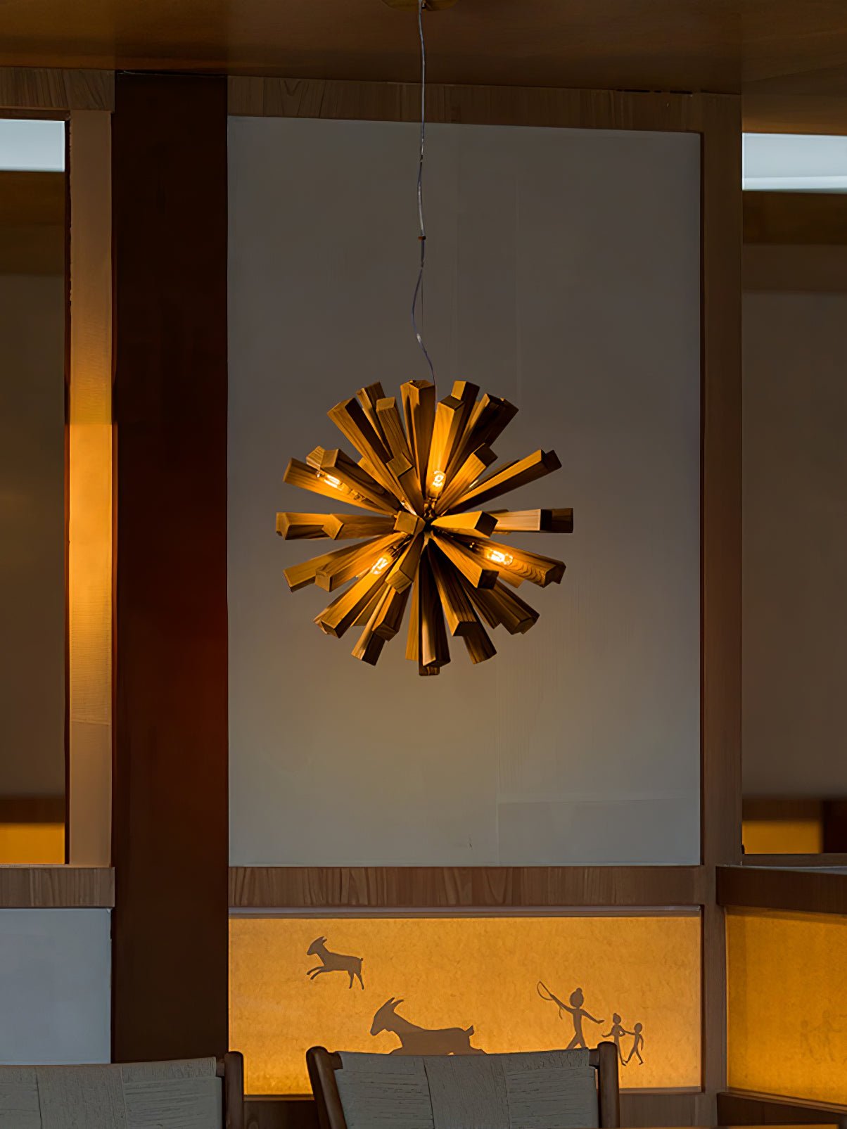 Nova Premium Nordic Art Burst Wood Metal Chandelier - Lamp Outdoor
