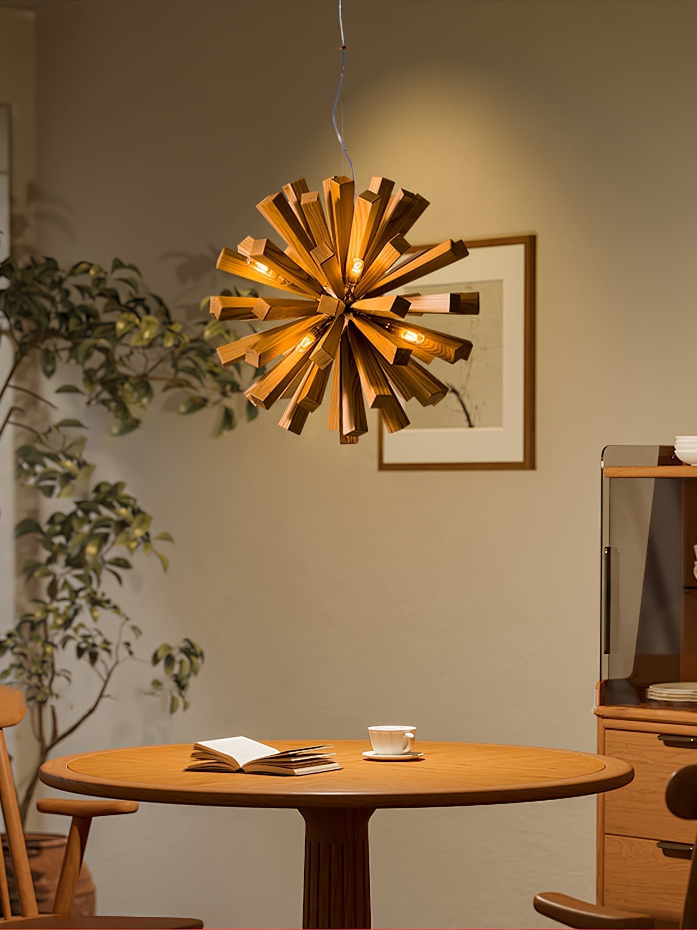 Nova Premium Nordic Art Burst Wood Metal Chandelier - Lamp Outdoor