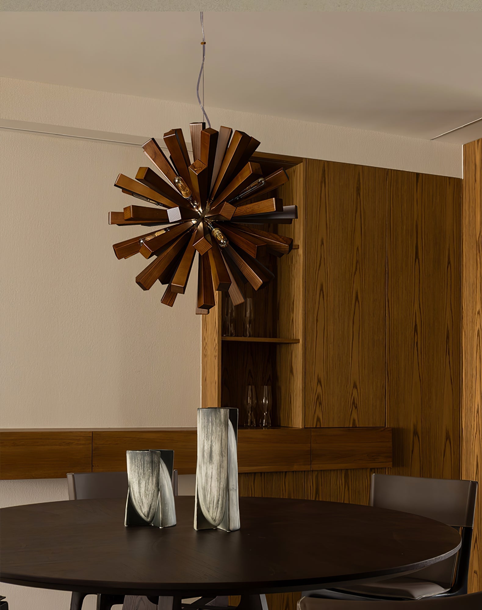 Nova Premium Nordic Art Burst Wood Metal Chandelier - Lamp Outdoor