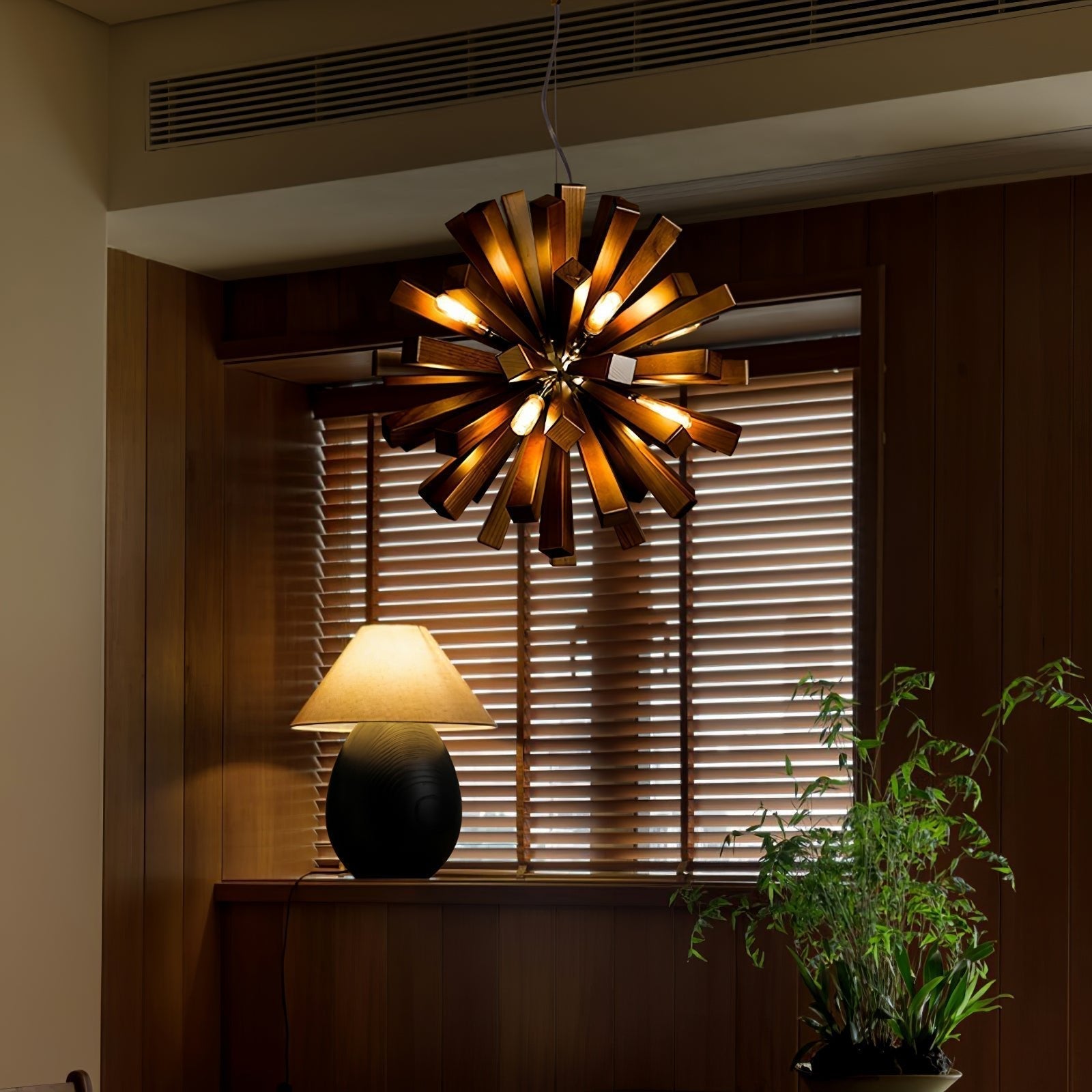 Nova Premium Nordic Art Burst Wood Metal Chandelier - Lamp Outdoor