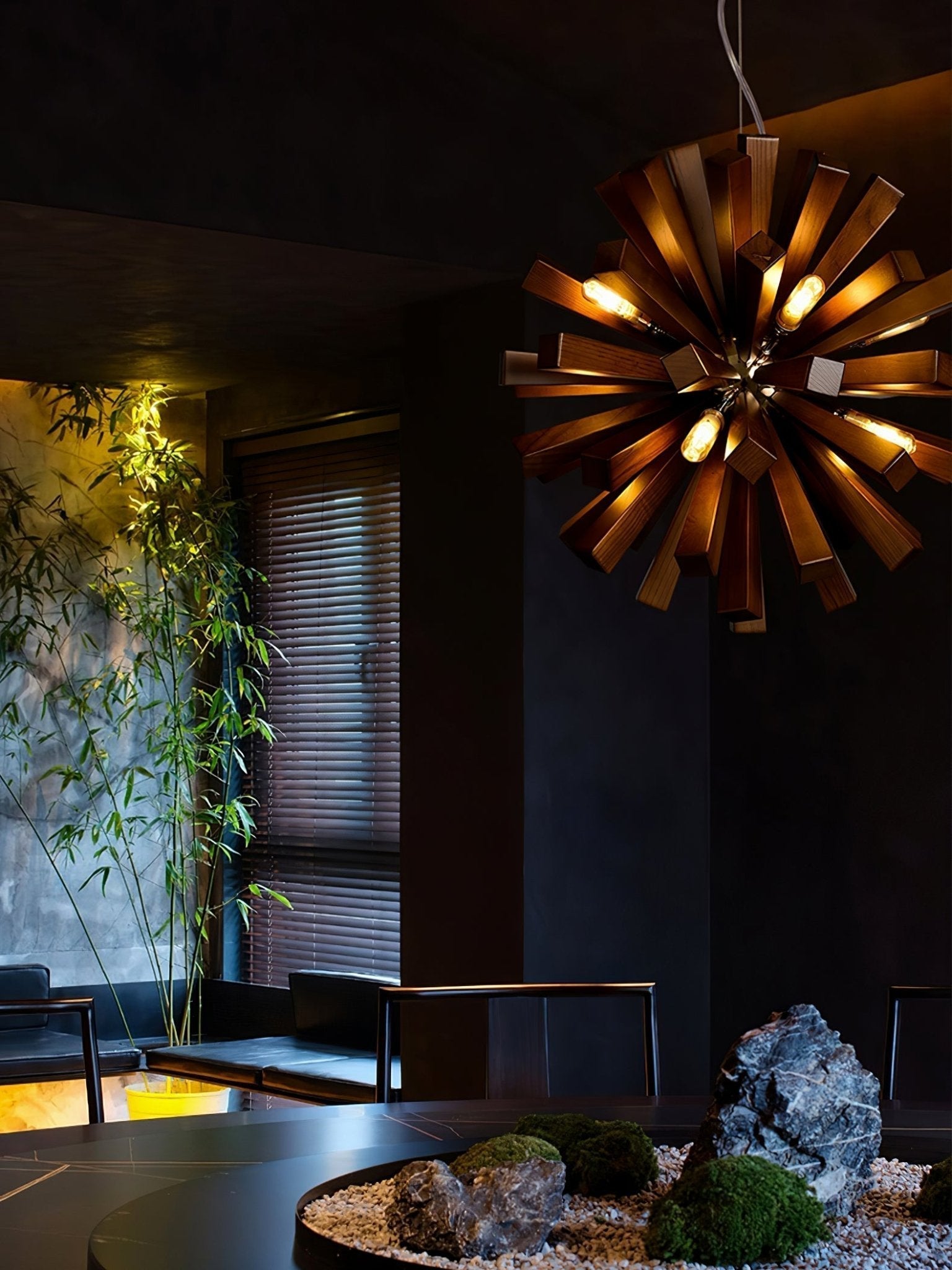 Nova Premium Nordic Art Burst Wood Metal Chandelier - Lamp Outdoor