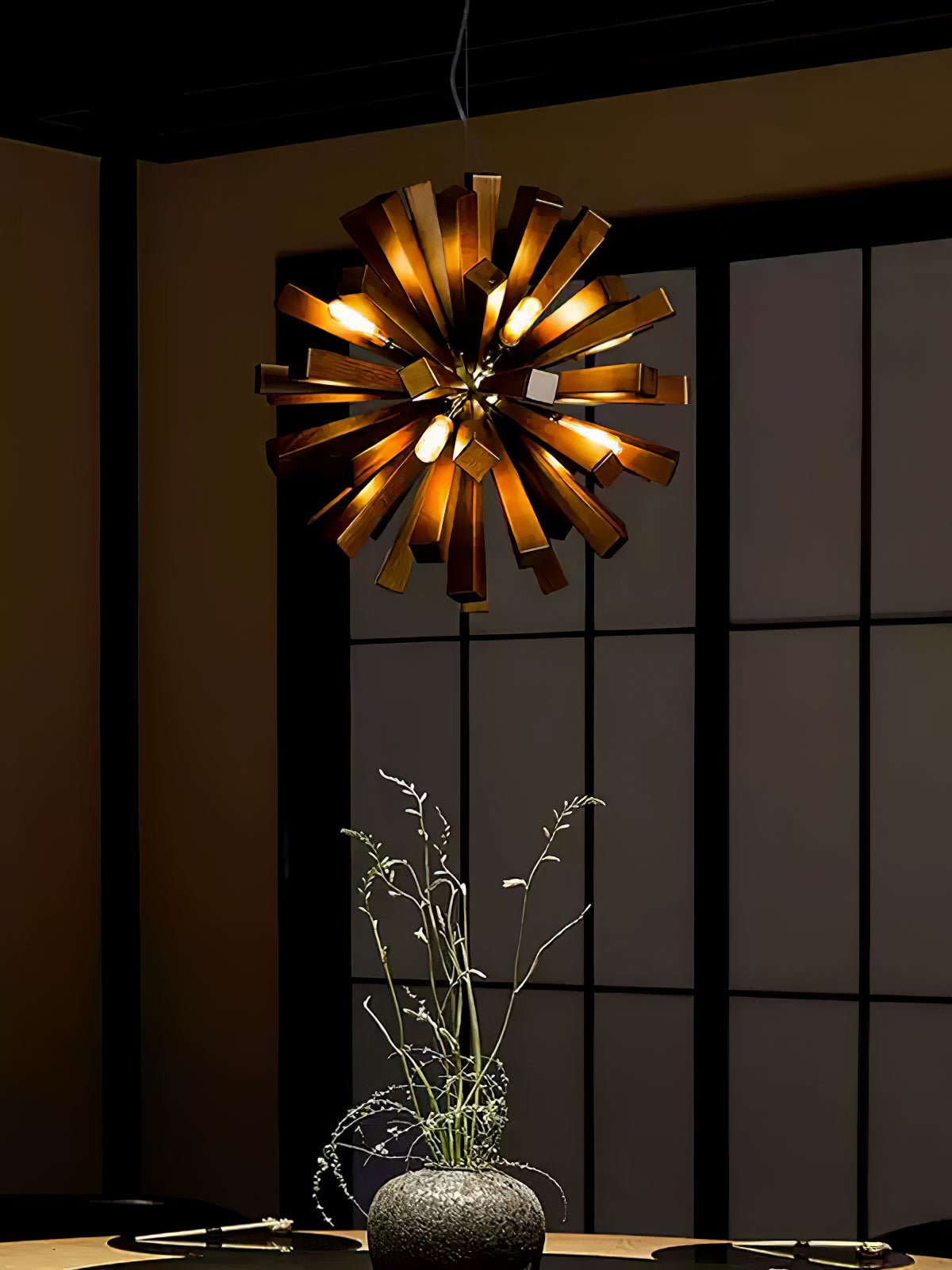 Nova Premium Nordic Art Burst Wood Metal Chandelier - Lamp Outdoor