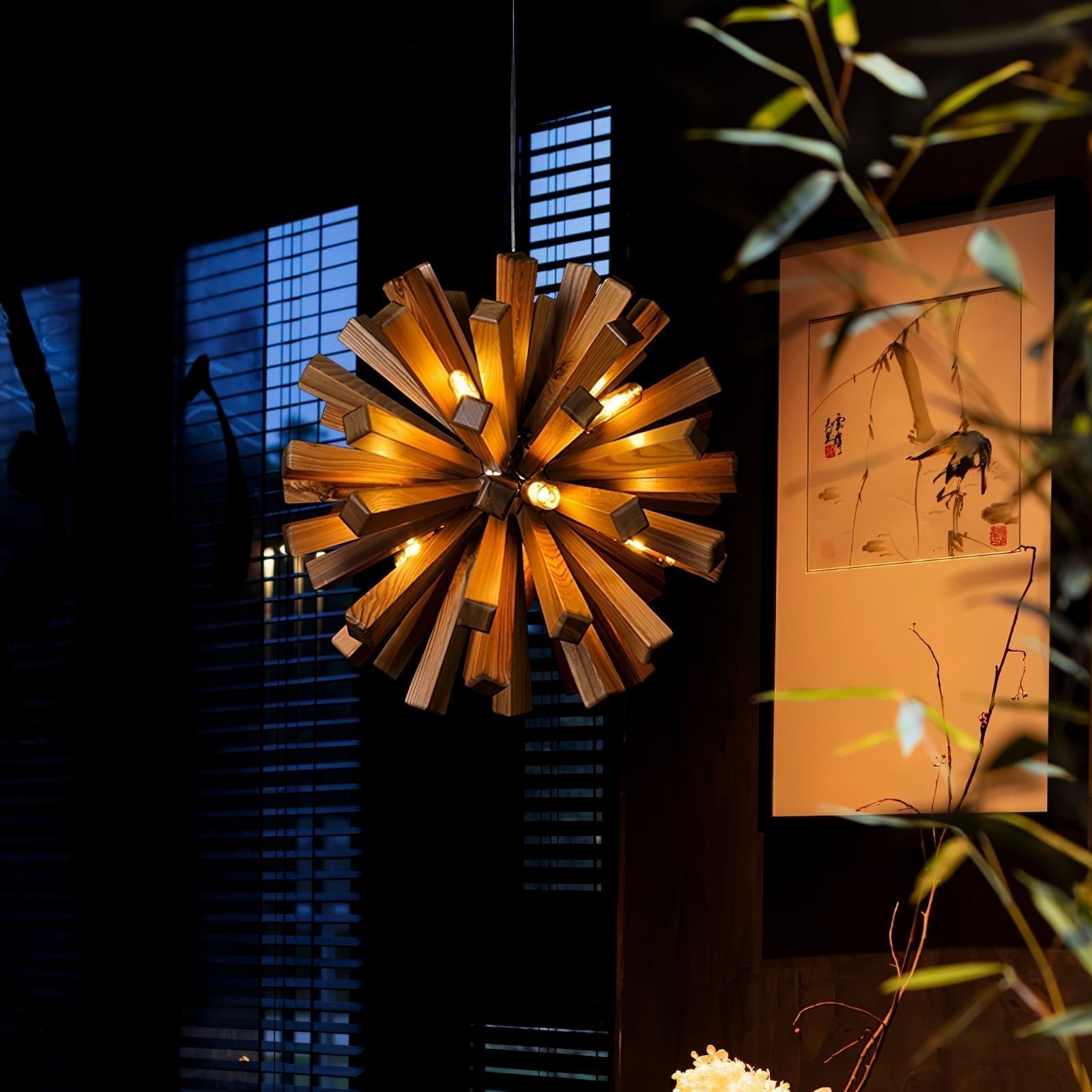 Nova Premium Nordic Art Burst Wood Metal Chandelier - Lamp Outdoor