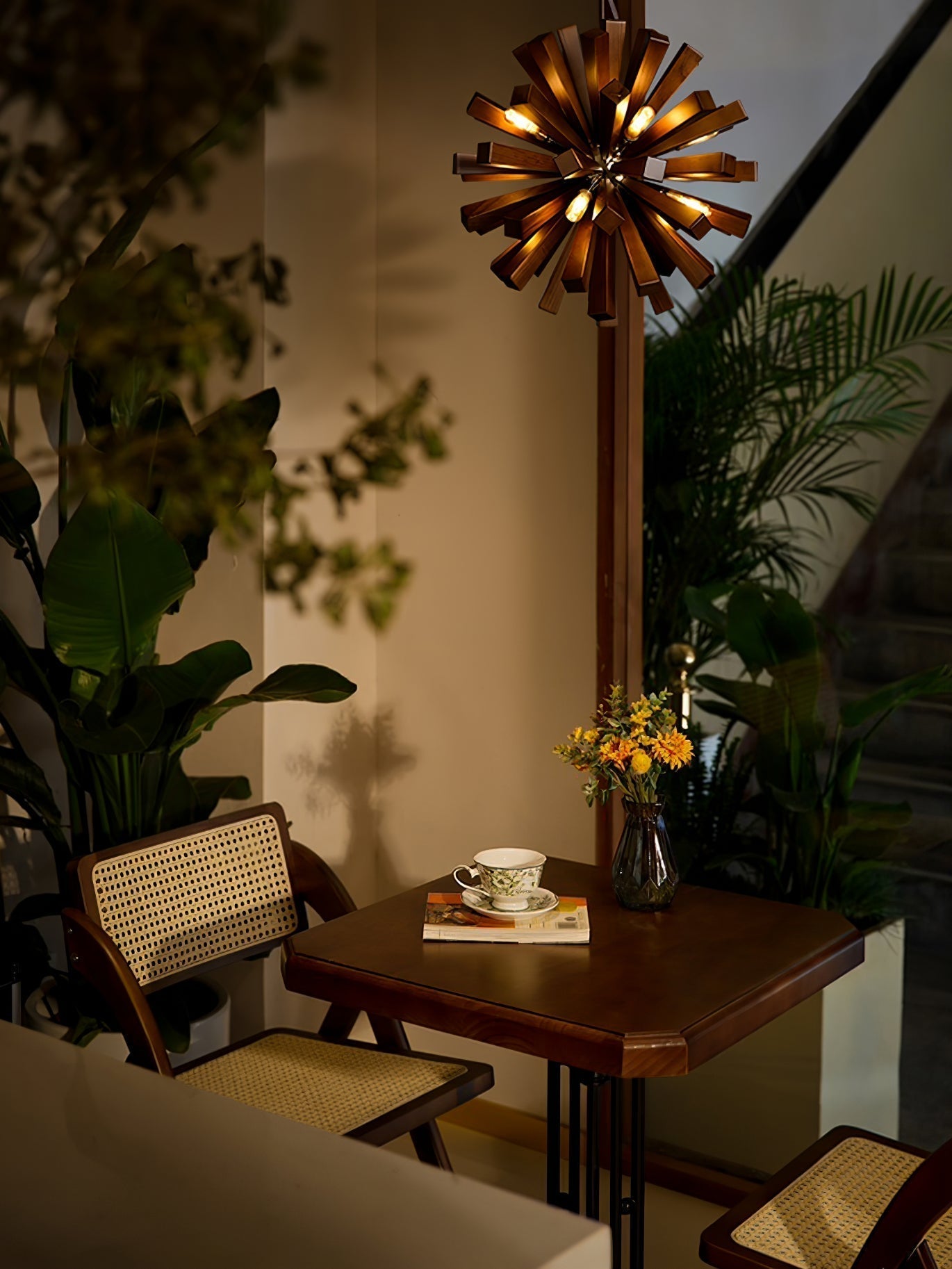 Nova Premium Nordic Art Burst Wood Metal Chandelier - Lamp Outdoor