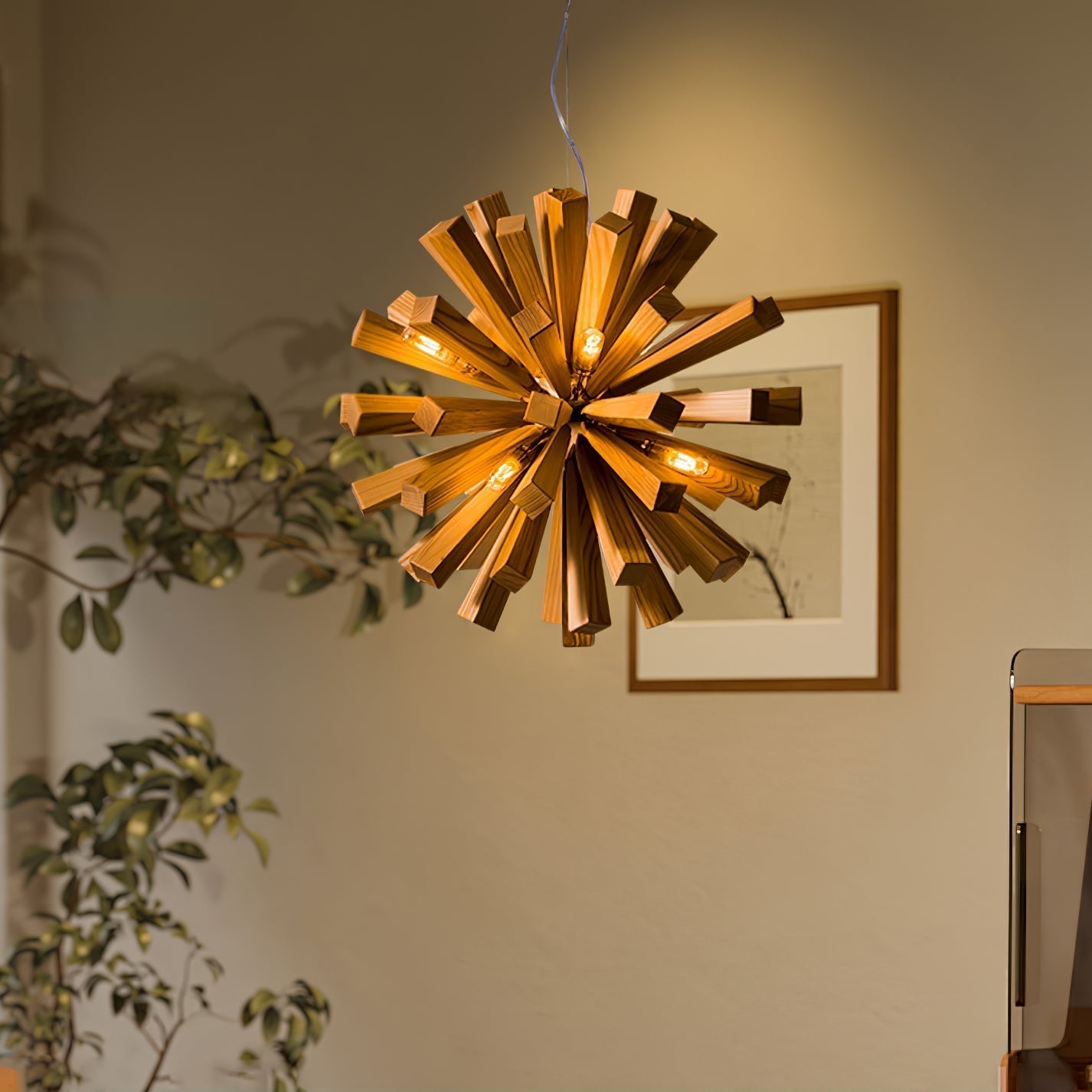 Nova Premium Nordic Art Burst Wood Metal Chandelier - Lamp Outdoor