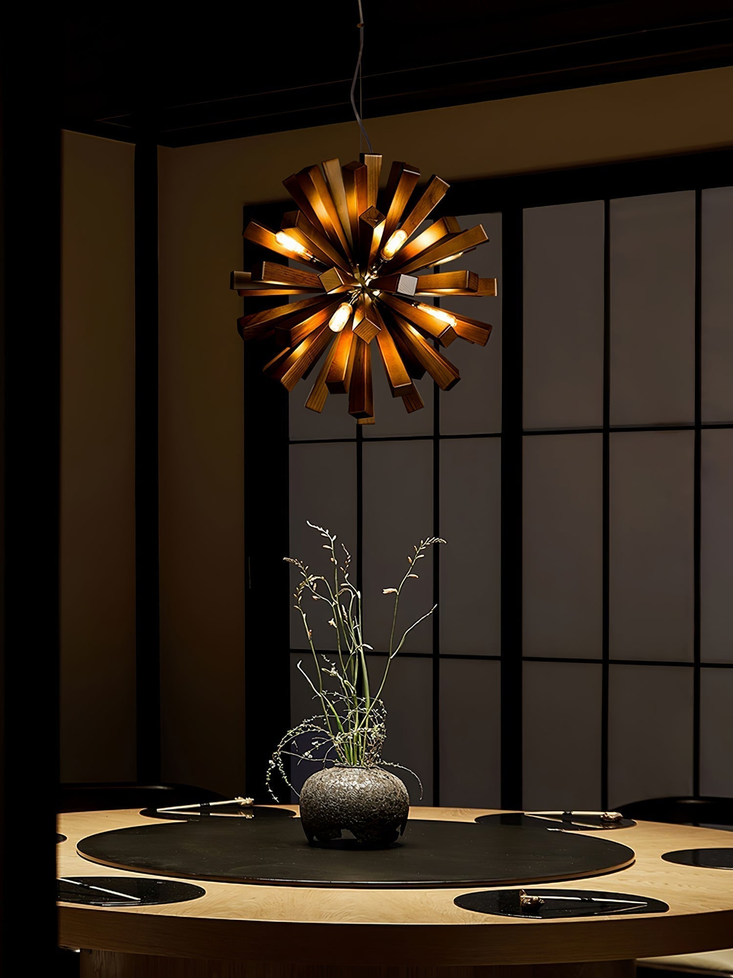 Nova Premium Nordic Art Burst Wood Metal Chandelier - Lamp Outdoor