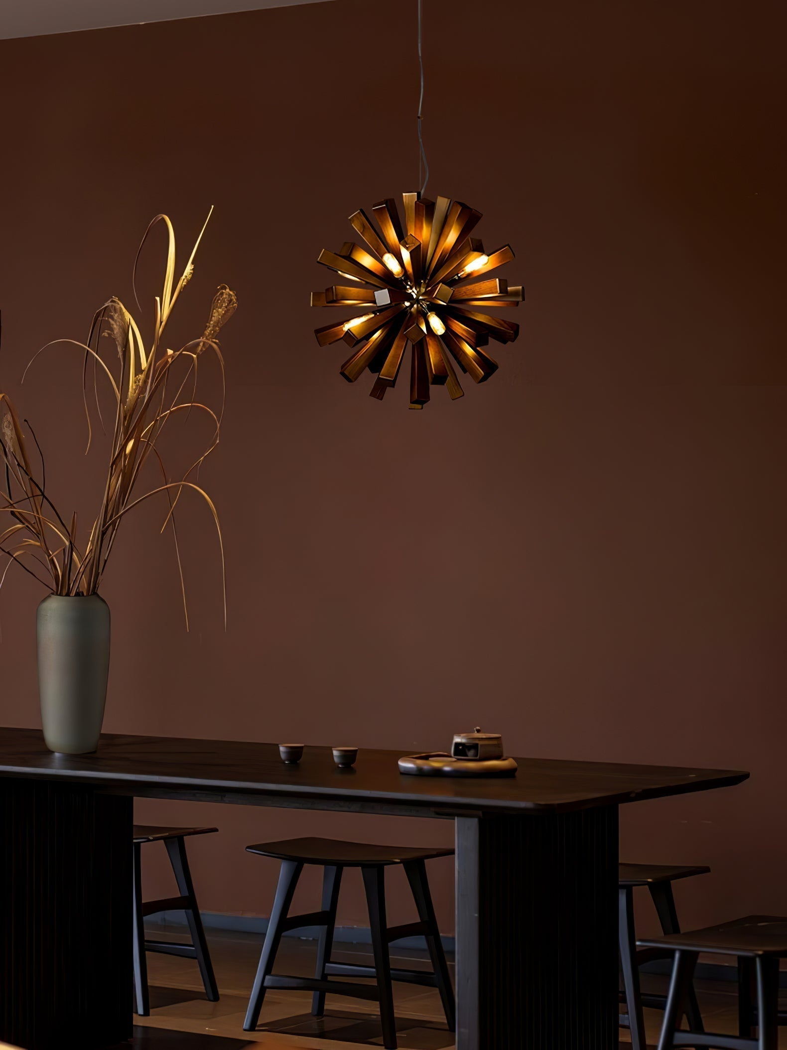 Nova Premium Nordic Art Burst Wood Metal Chandelier - Lamp Outdoor