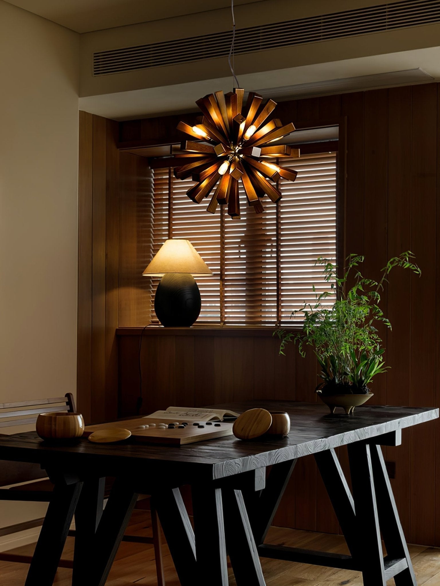 Nova Premium Nordic Art Burst Wood Metal Chandelier - Lamp Outdoor