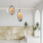 Solara Pendant Lamp Plaster Organic Hollow Teardrop Wabi Sabi - Letslighting