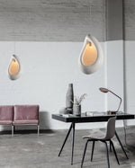 Solara Pendant Lamp Plaster Organic Hollow Teardrop Wabi Sabi - Letslighting