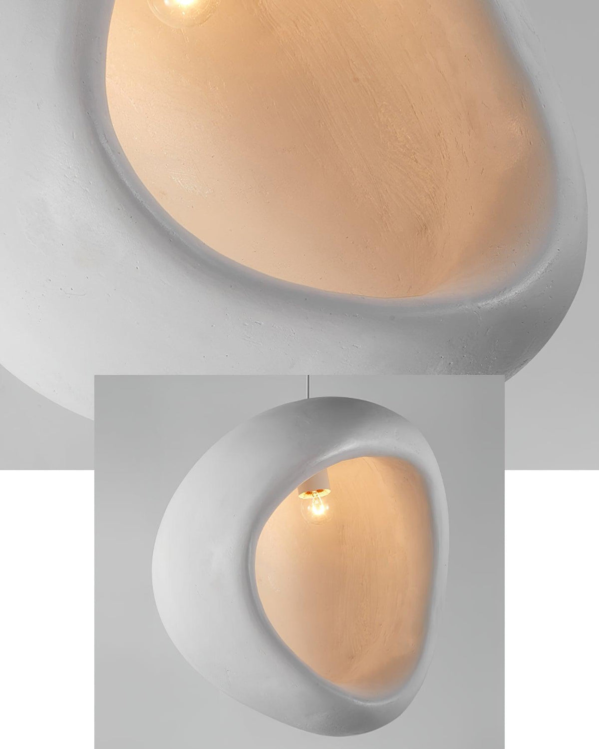 Solara Pendant Lamp Plaster Organic Hollow Teardrop Wabi Sabi - Letslighting