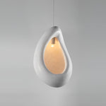 Solara Pendant Lamp Plaster Organic Hollow Teardrop Wabi Sabi - Letslighting