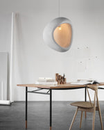 Solara Pendant Lamp Plaster Organic Hollow Teardrop Wabi Sabi - Letslighting