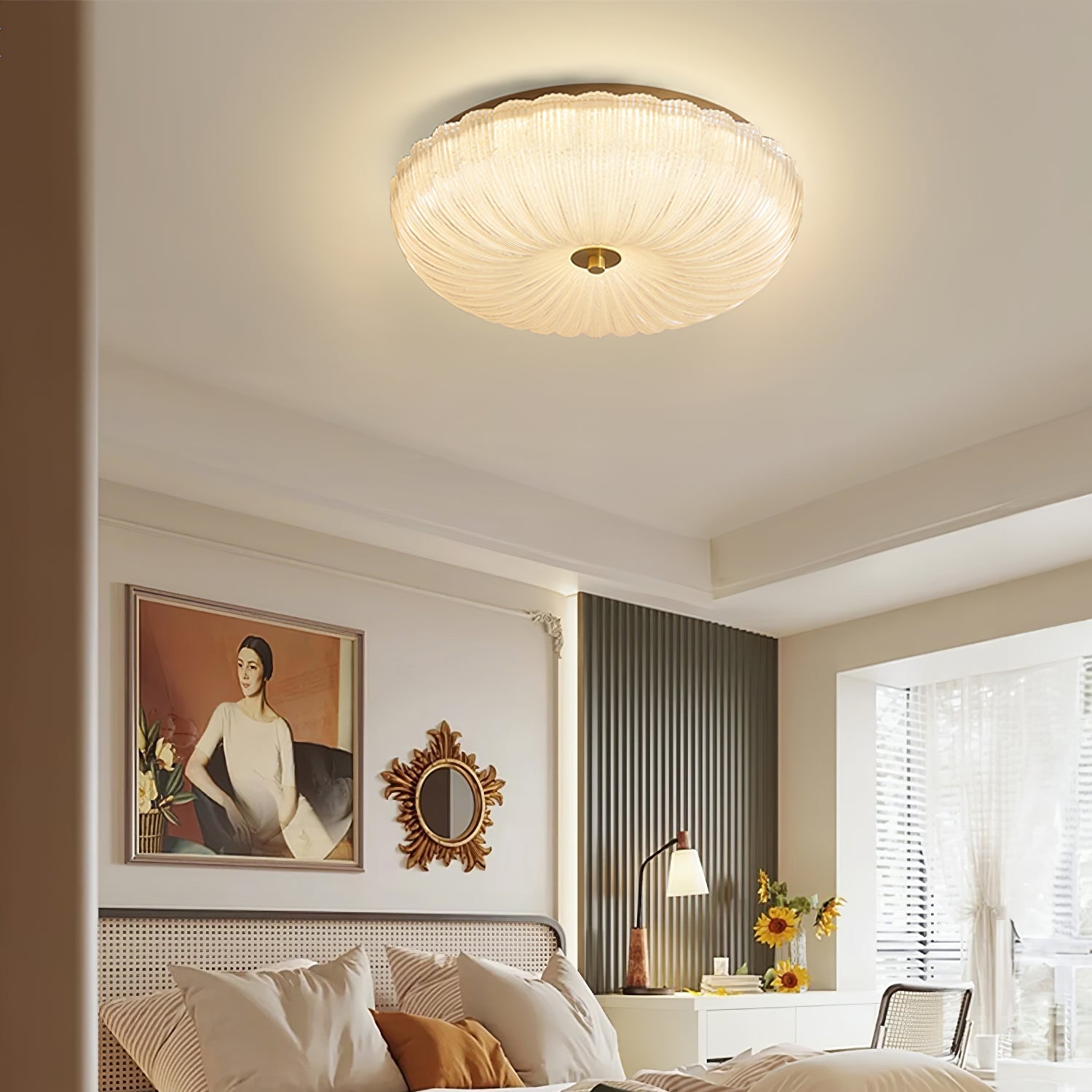 Halo Ceiling Light Ripple Glass - Lamp Outdoor