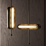 Lyvinaris Geometric Brass Linear Pendant Light - Lamp Outdoor