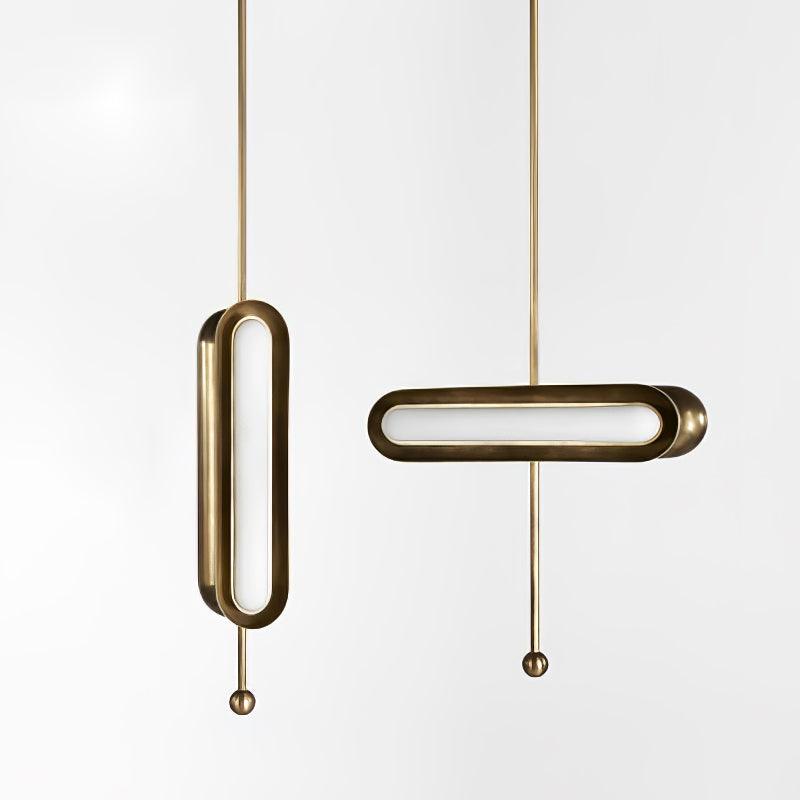 Lyvinaris Geometric Brass Linear Pendant Light - Lamp Outdoor