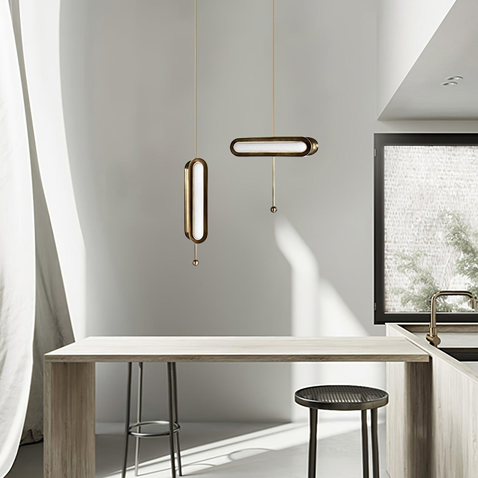 Lyvinaris Geometric Brass Linear Pendant Light - Lamp Outdoor