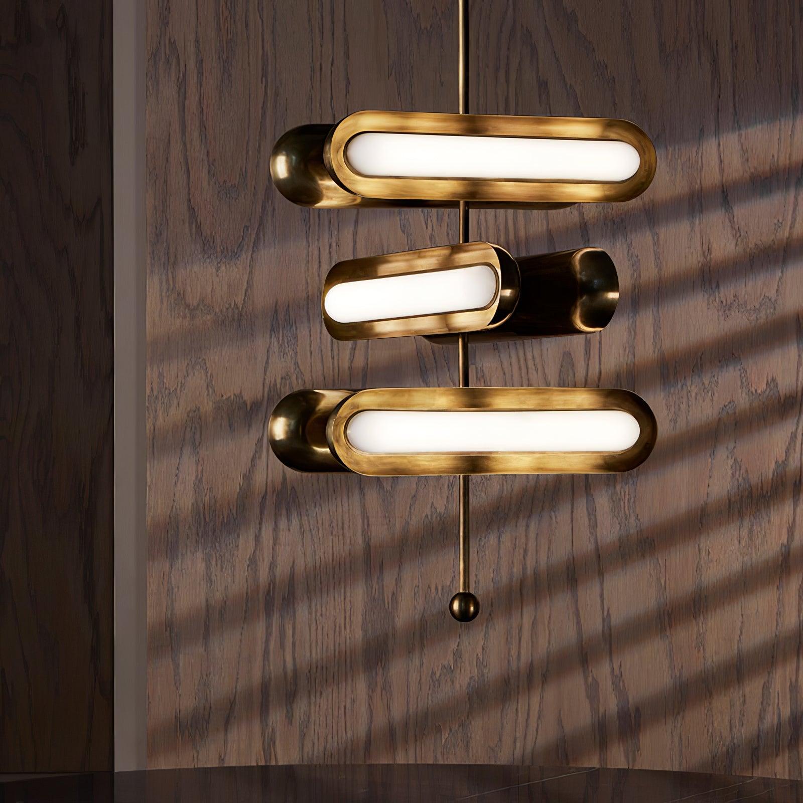 Lyvinaris Geometric Brass Linear Pendant Light - Lamp Outdoor