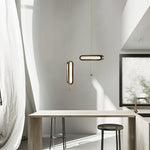 Lyvinaris Geometric Brass Linear Pendant Light - Lamp Outdoor