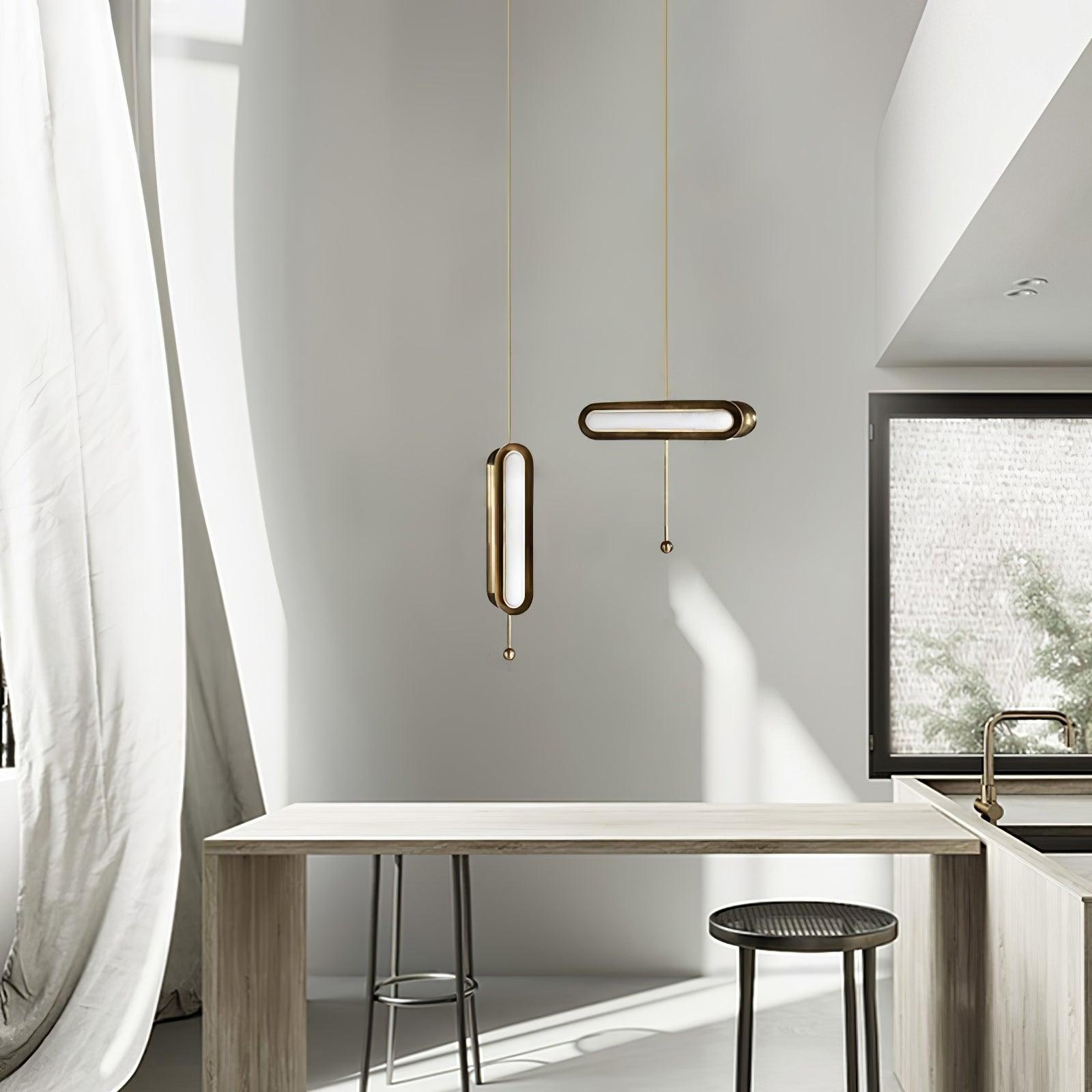 Lyvinaris Geometric Brass Linear Pendant Light - Lamp Outdoor